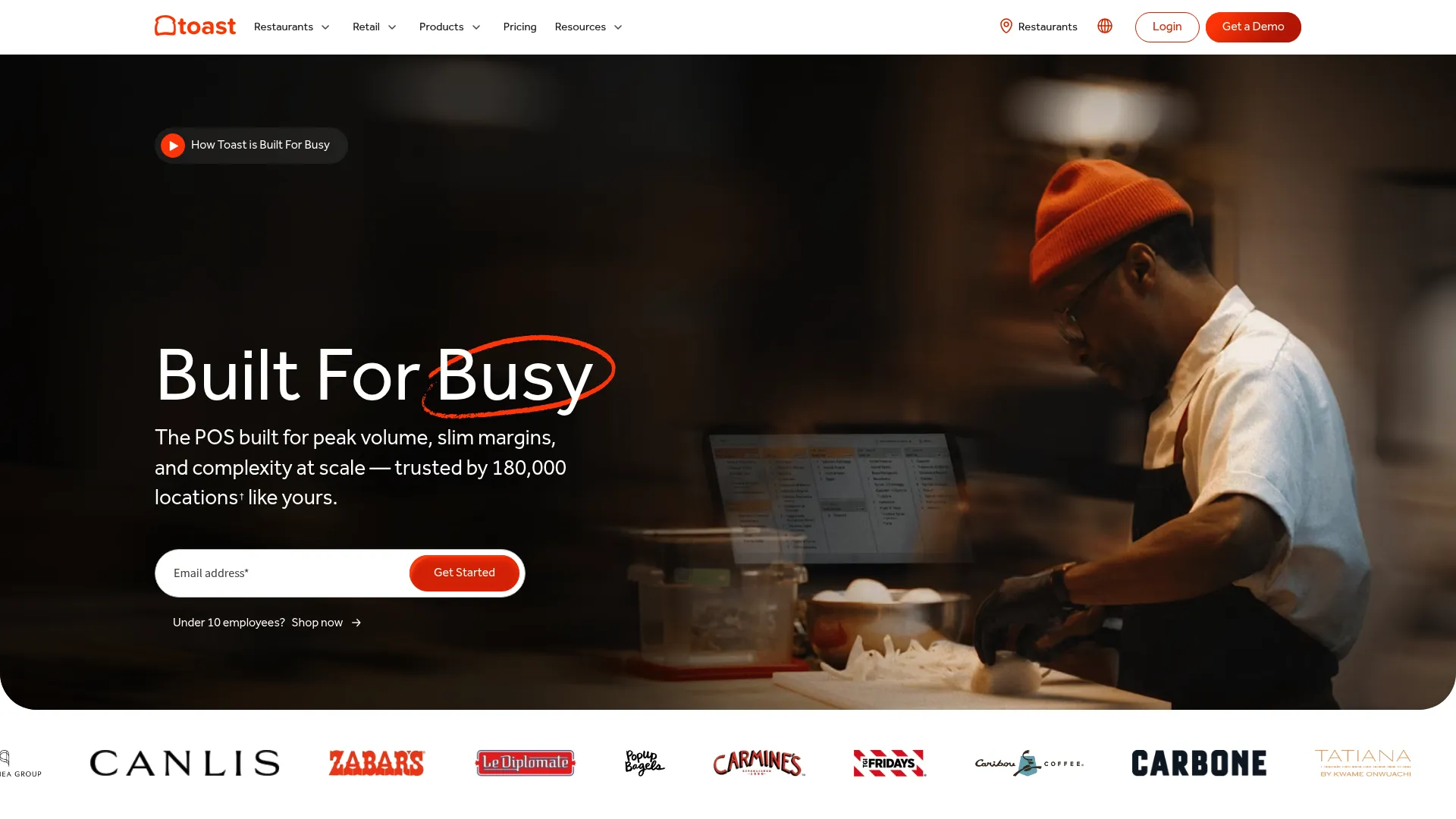 Toast restaurant POS and operations platform homepage