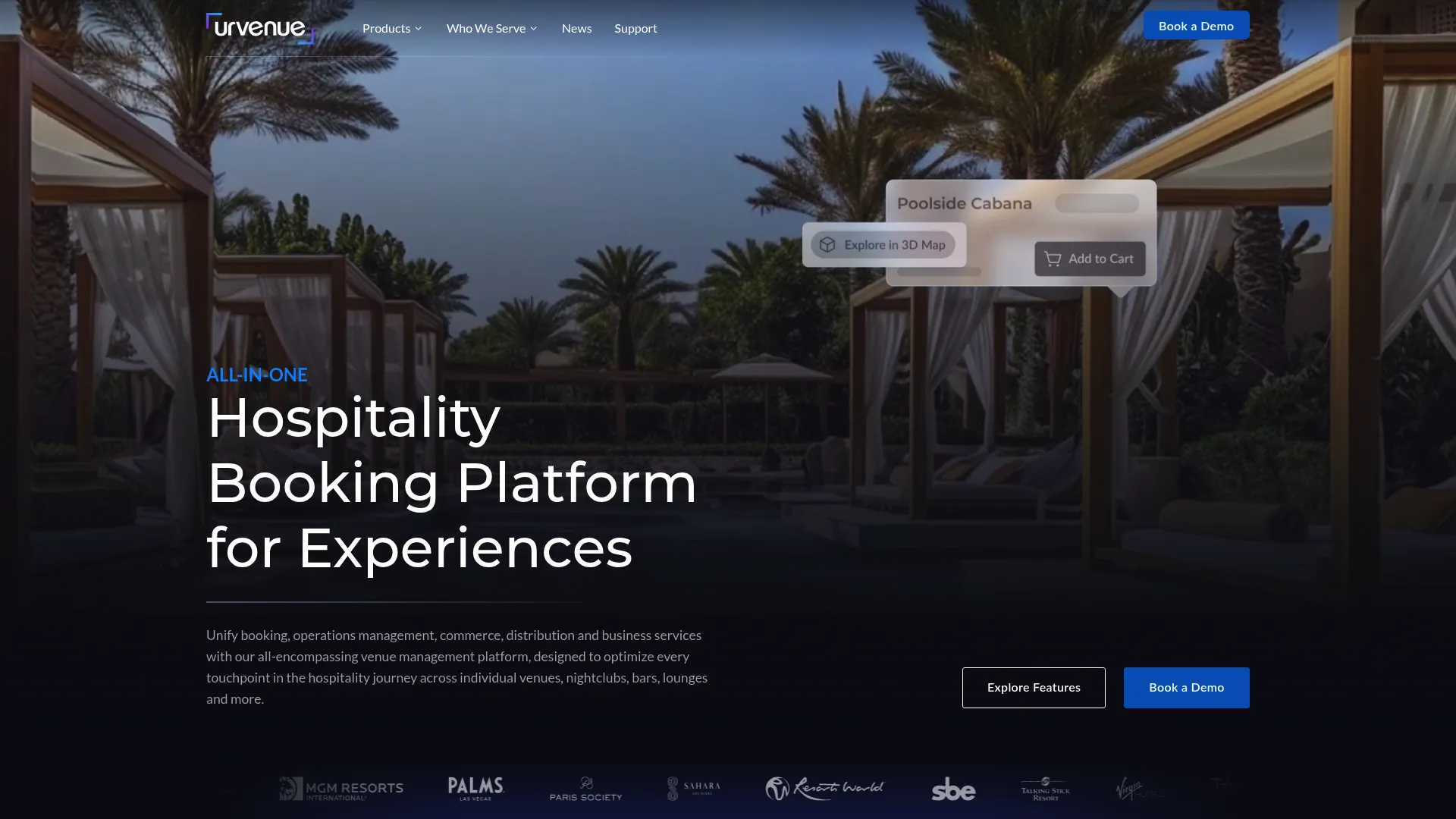 UrVenue hospitality booking and venue management software homepage