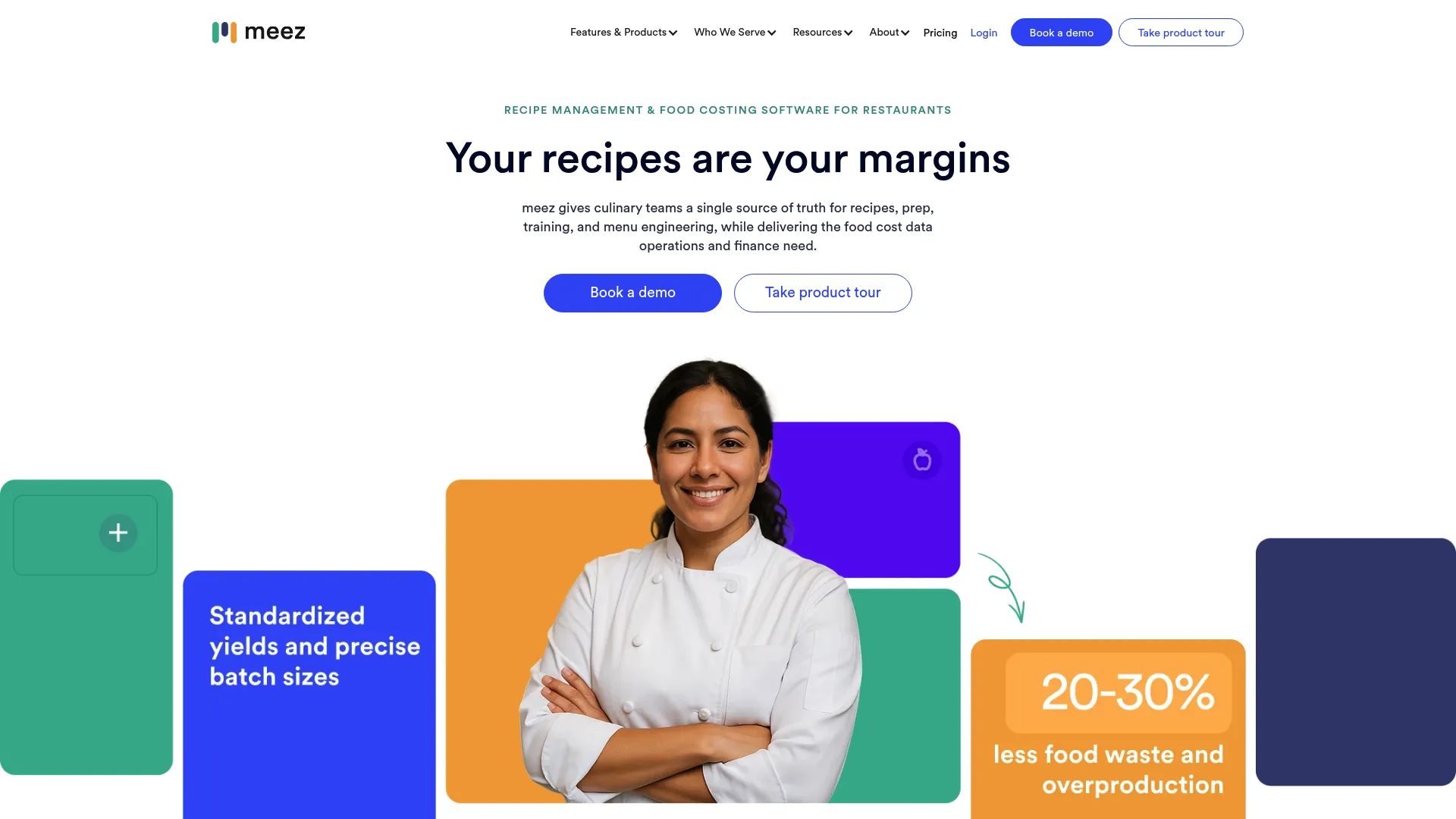 meez recipe management and food costing software interface