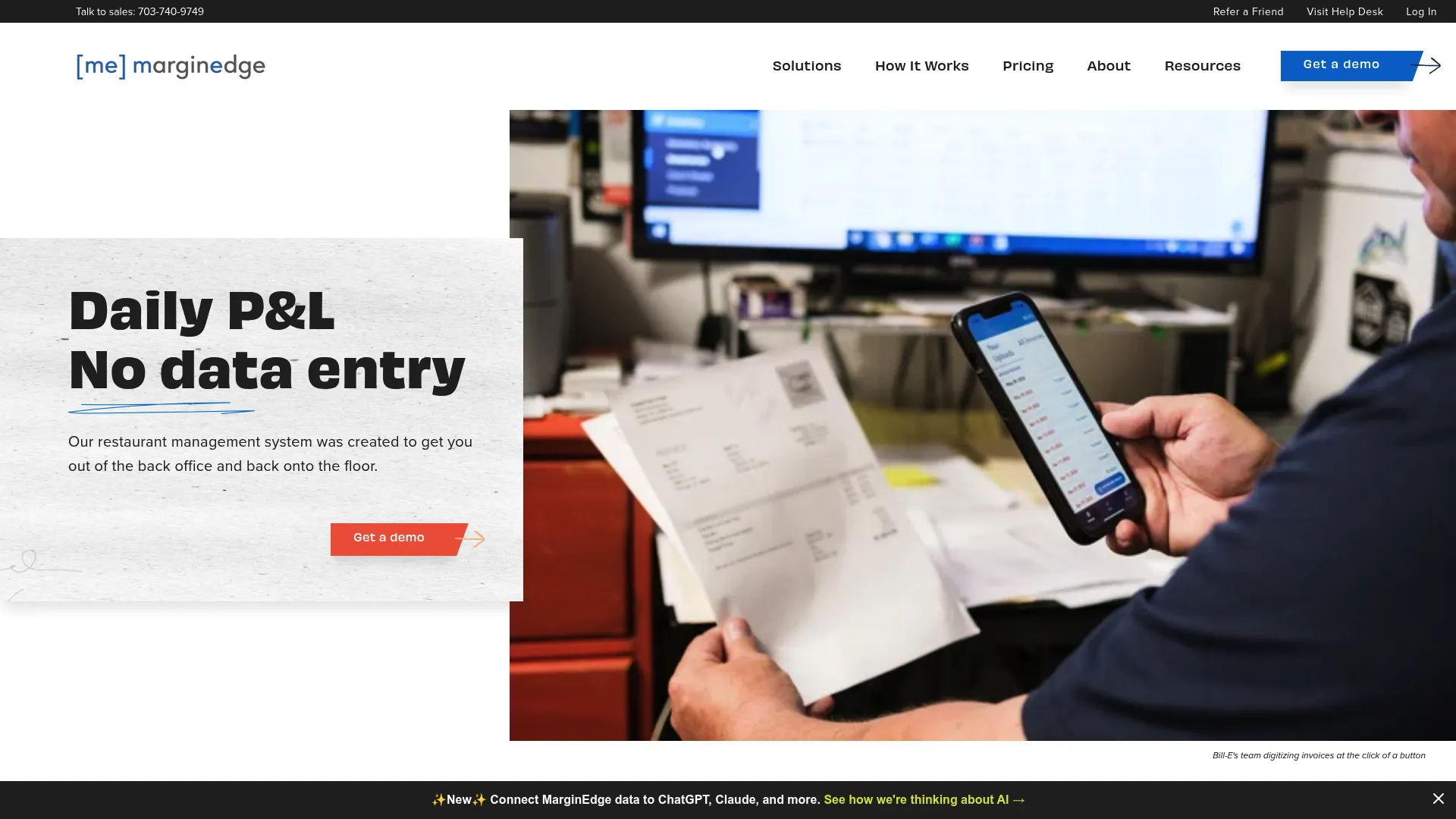 MarginEdge invoice processing and cost control interface
