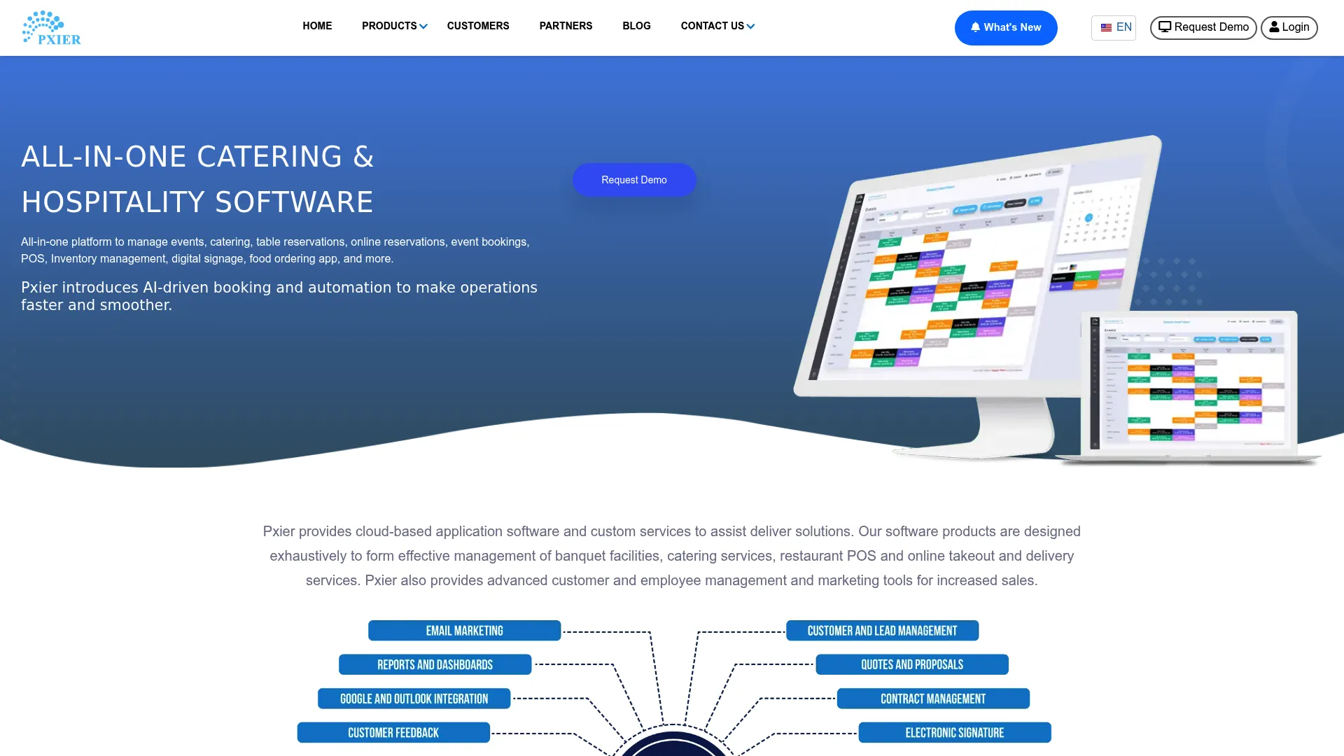 Pxier banquet and catering software homepage