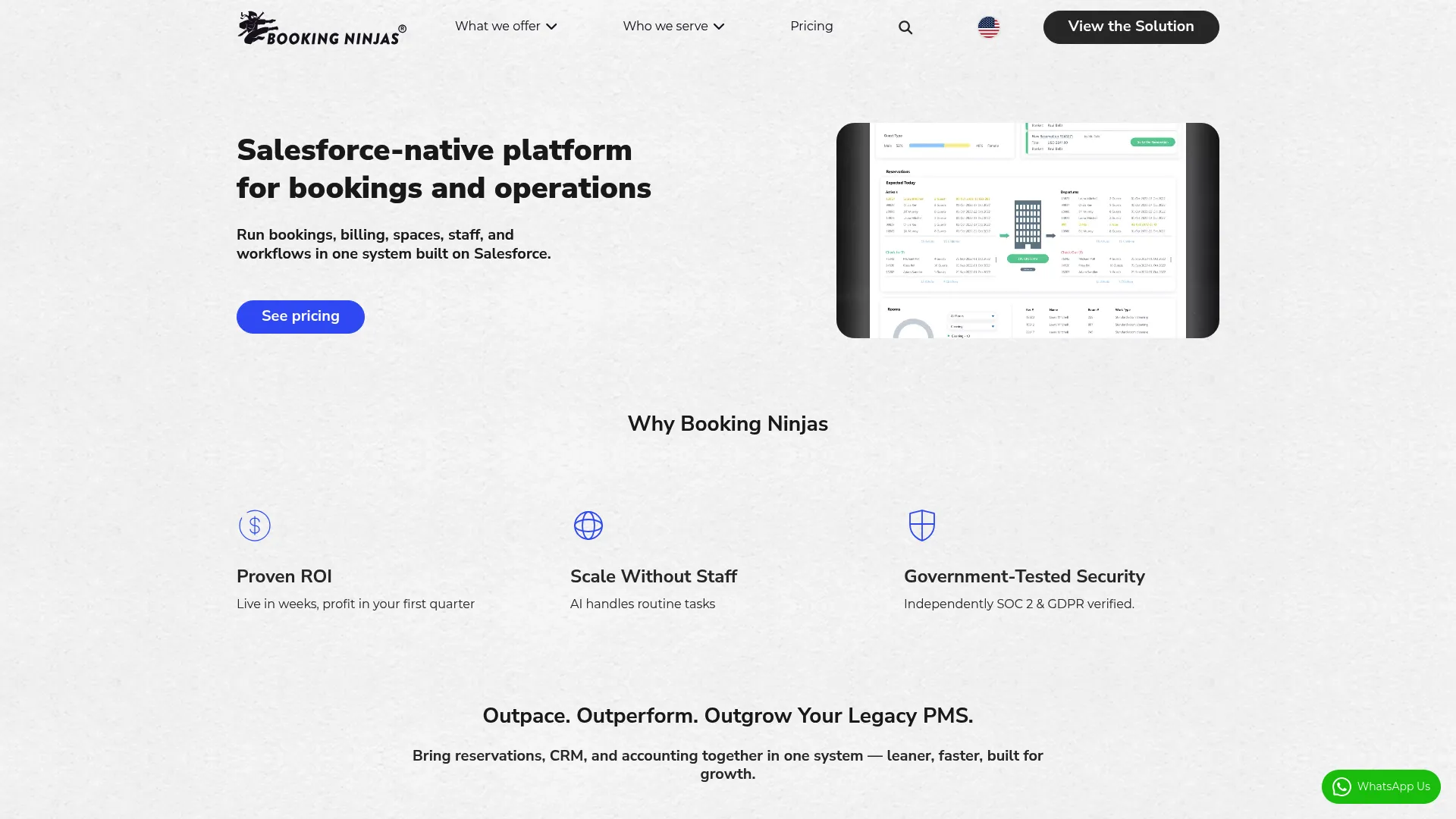 Booking Ninjas Salesforce-native management software homepage