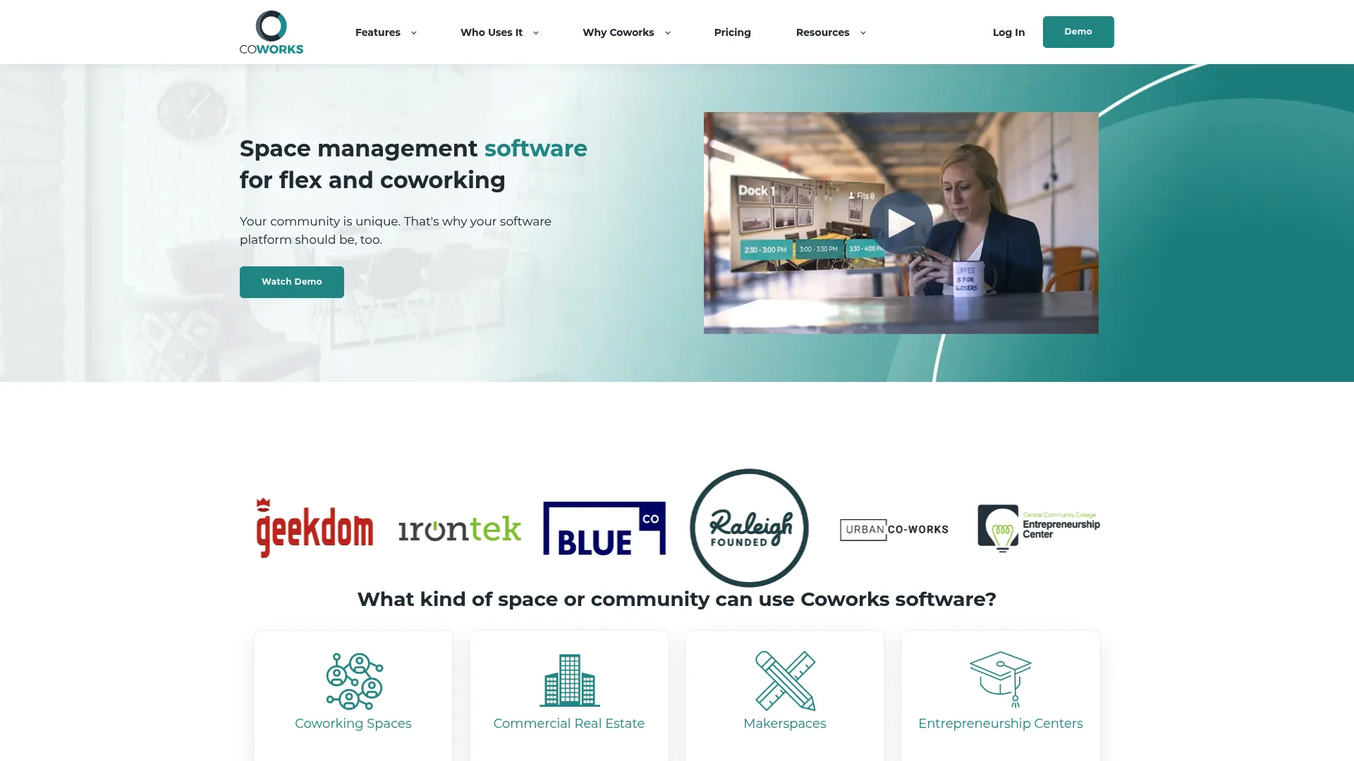 Coworks coworking space management software homepage