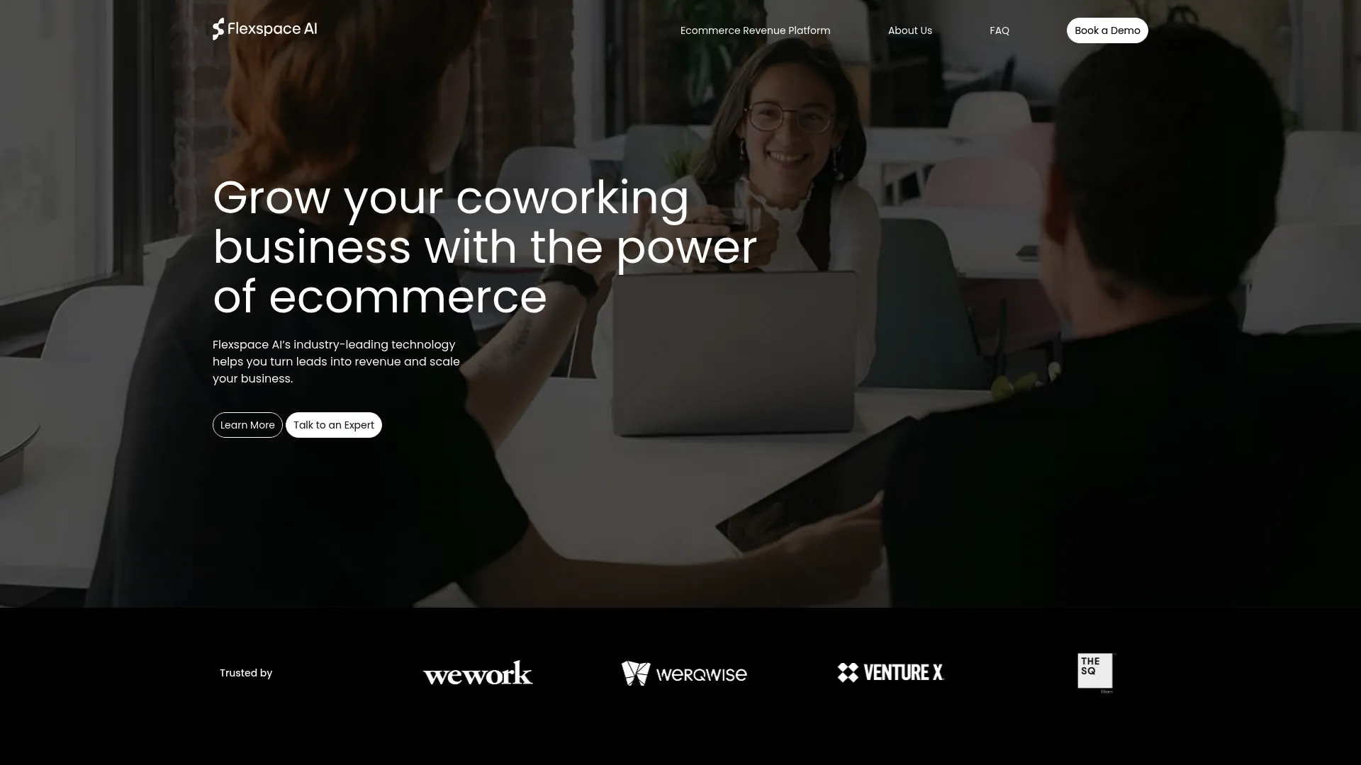 Flexspace AI coworking and revenue optimization software homepage