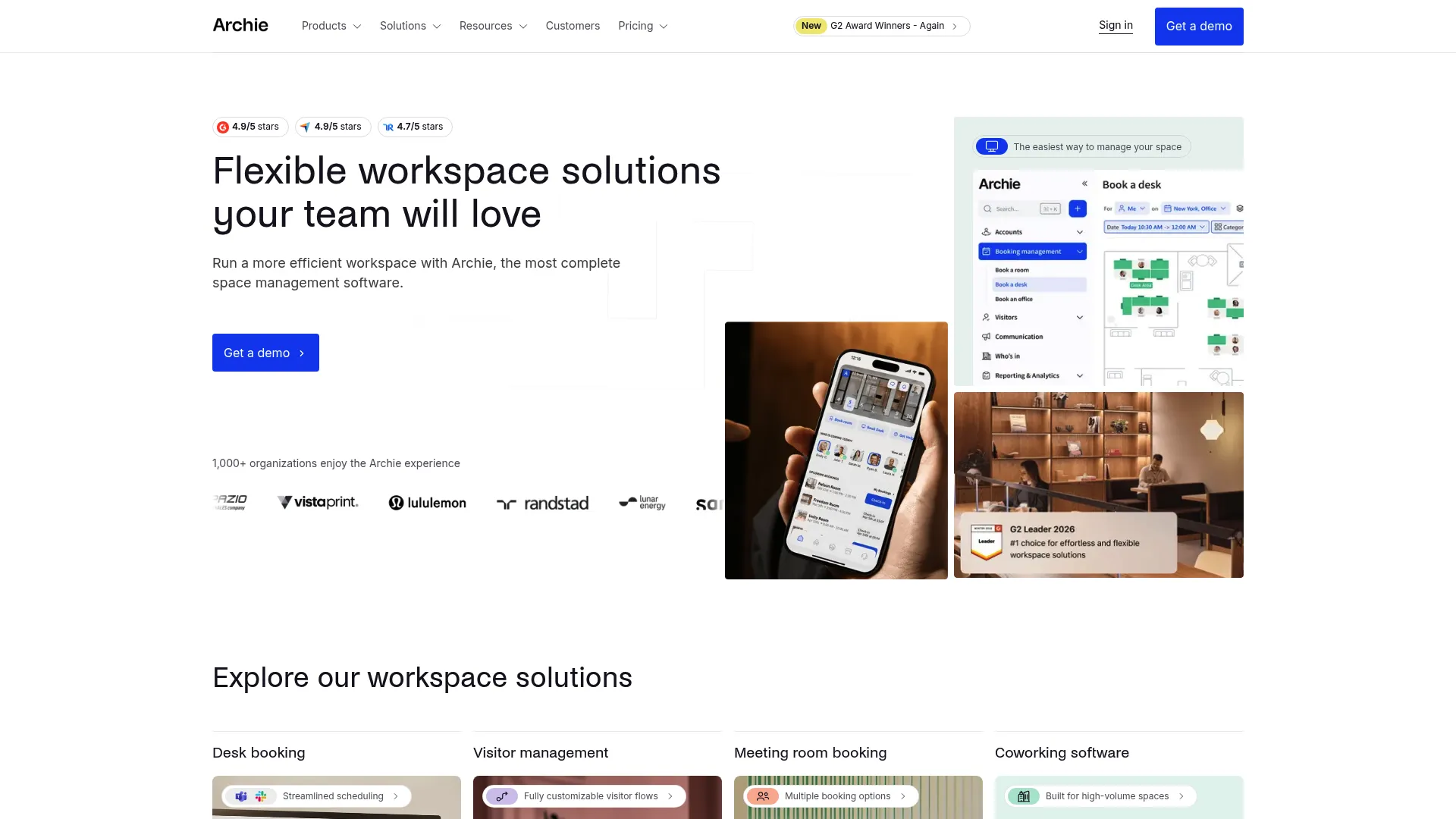 Archie workplace management software homepage