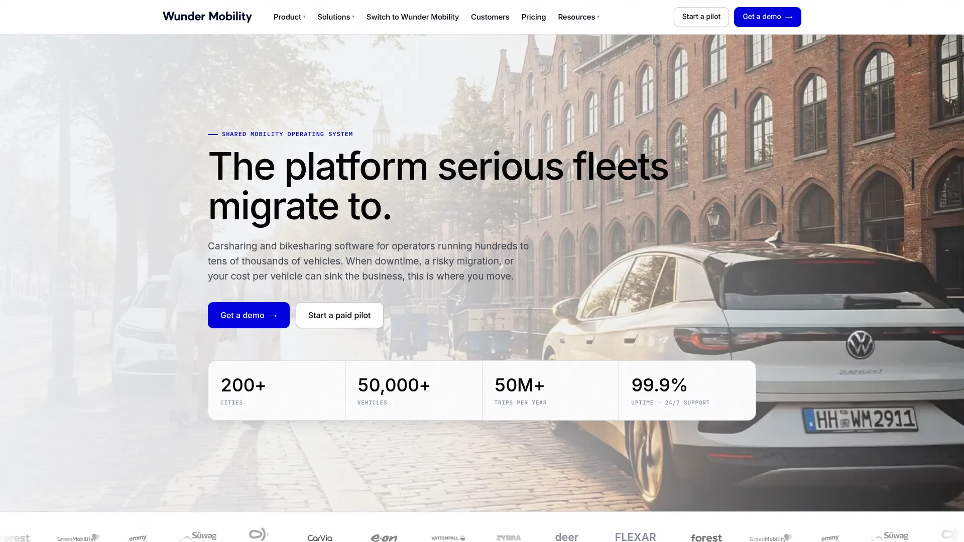 Wunder Mobility micromobility software homepage