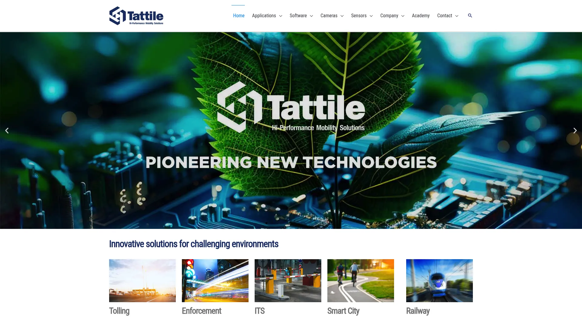 Tattile ANPR and traffic monitoring homepage