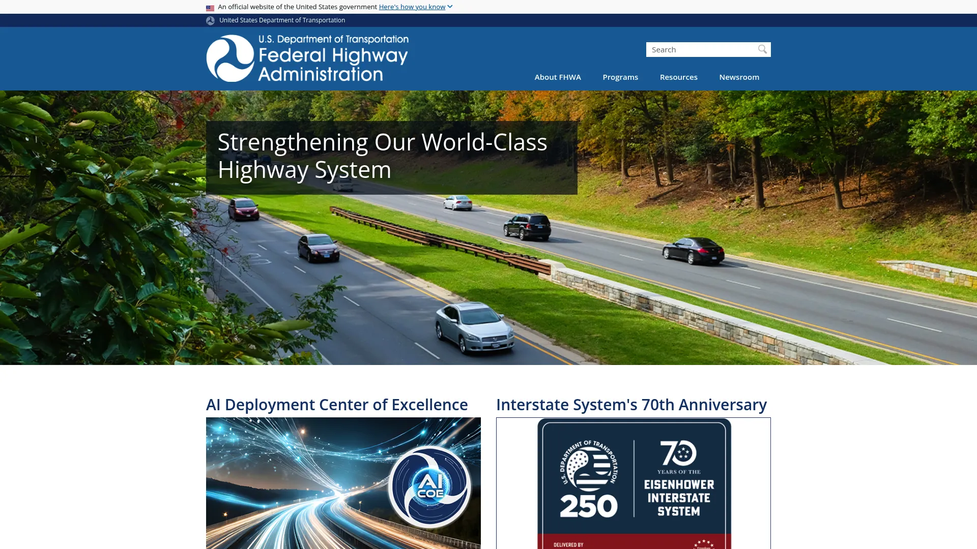 FHWA highways.dot.gov homepage