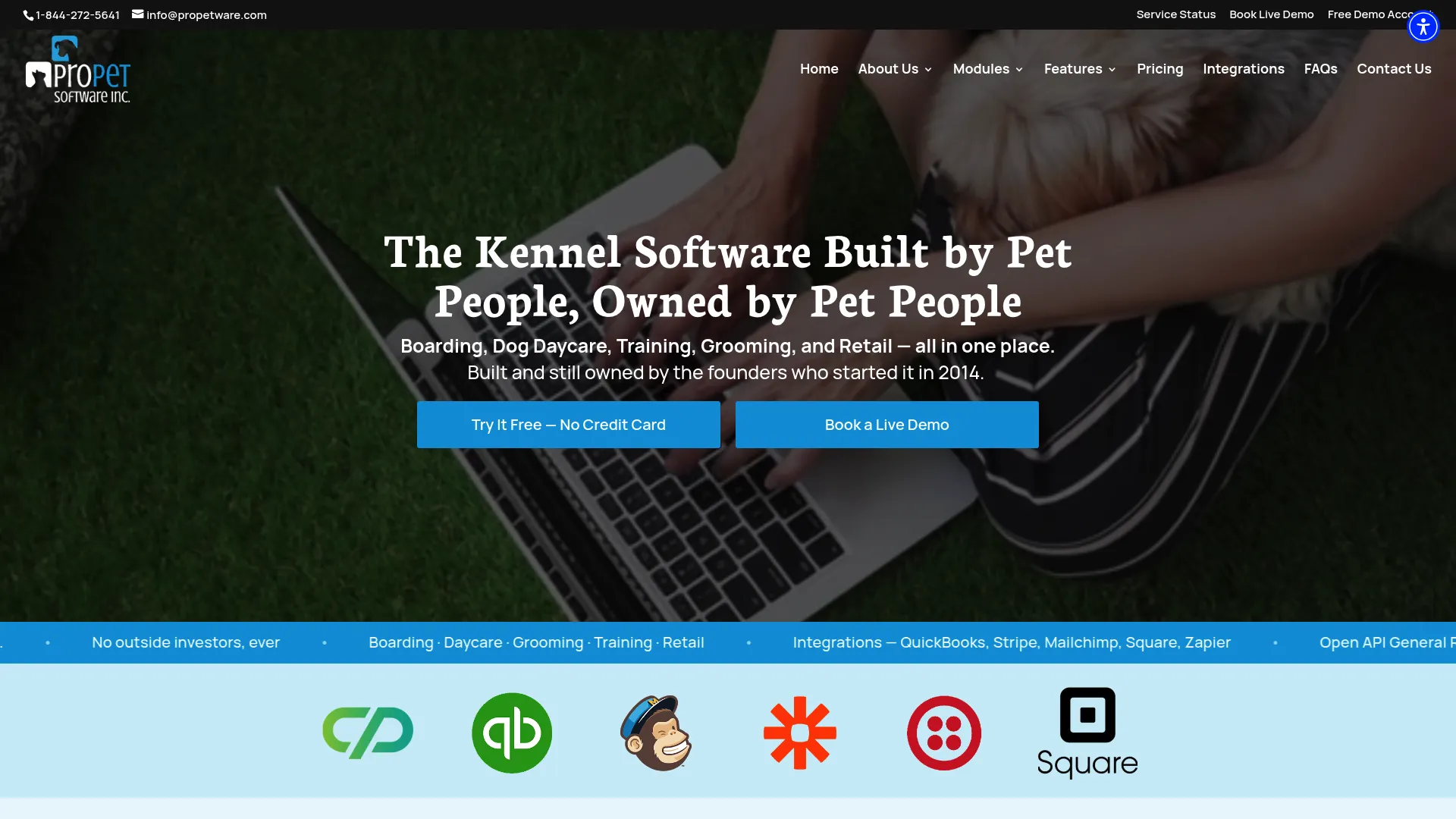 ProPet Software pet care management platform homepage