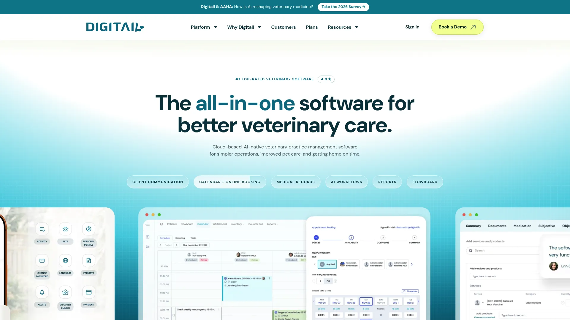 Digitail veterinary practice management software interface