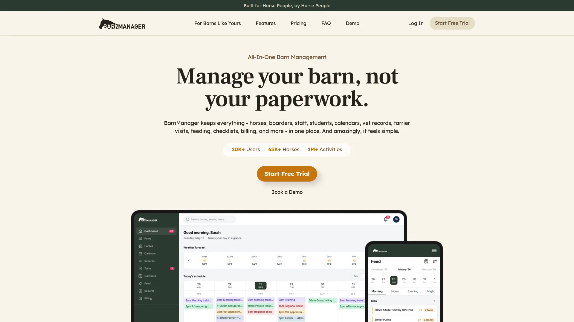 BarnManager barn management software homepage