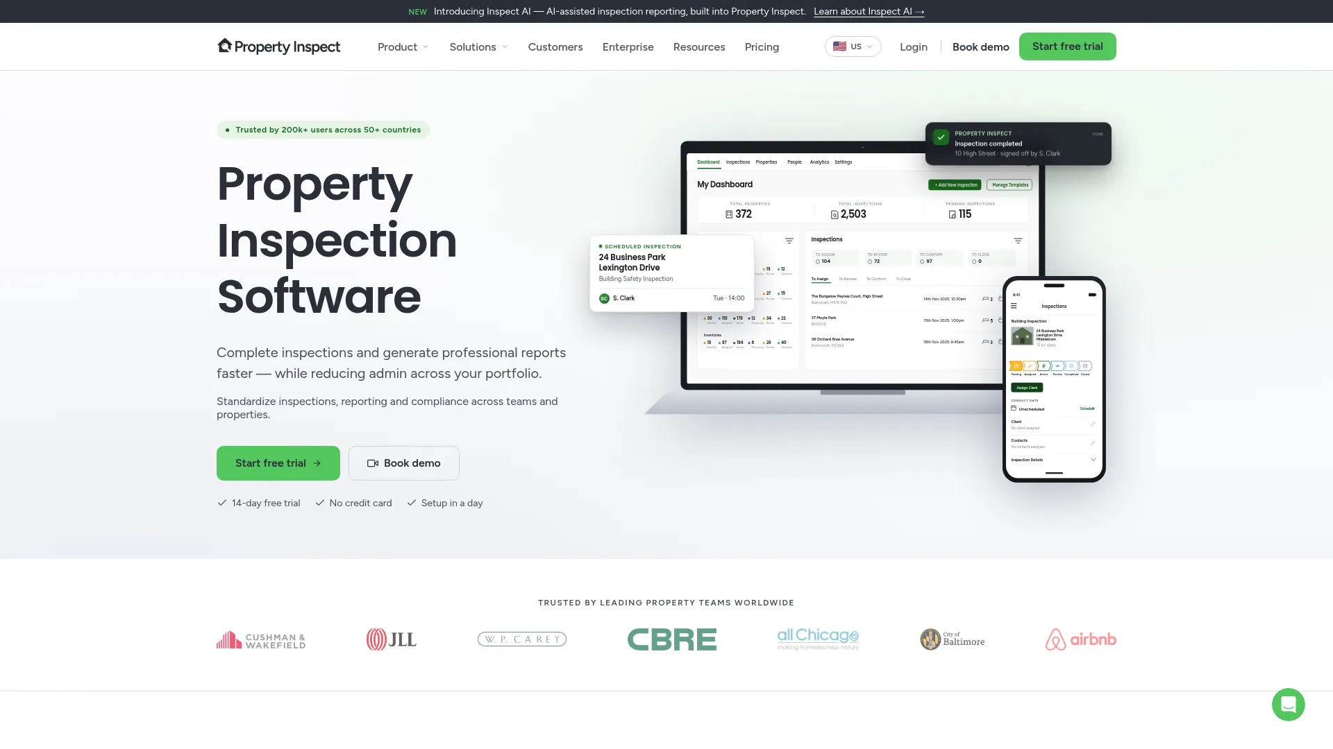 Property Inspect commercial property inspection software interface