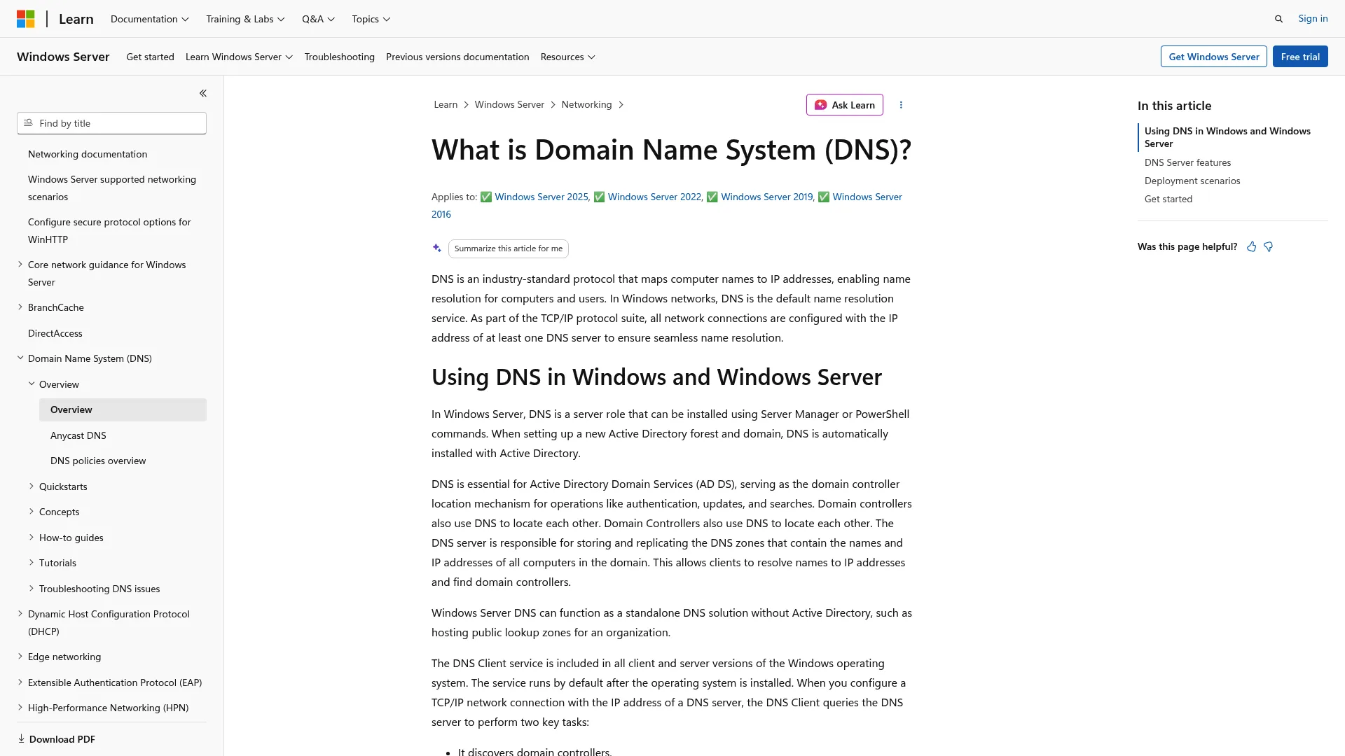 Microsoft DNS Manager on Windows Server