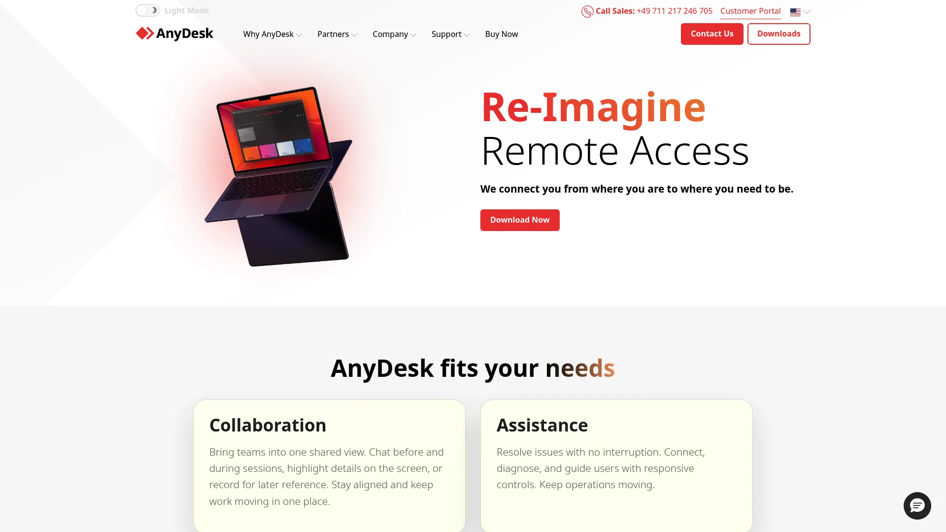AnyDesk remote desktop software homepage