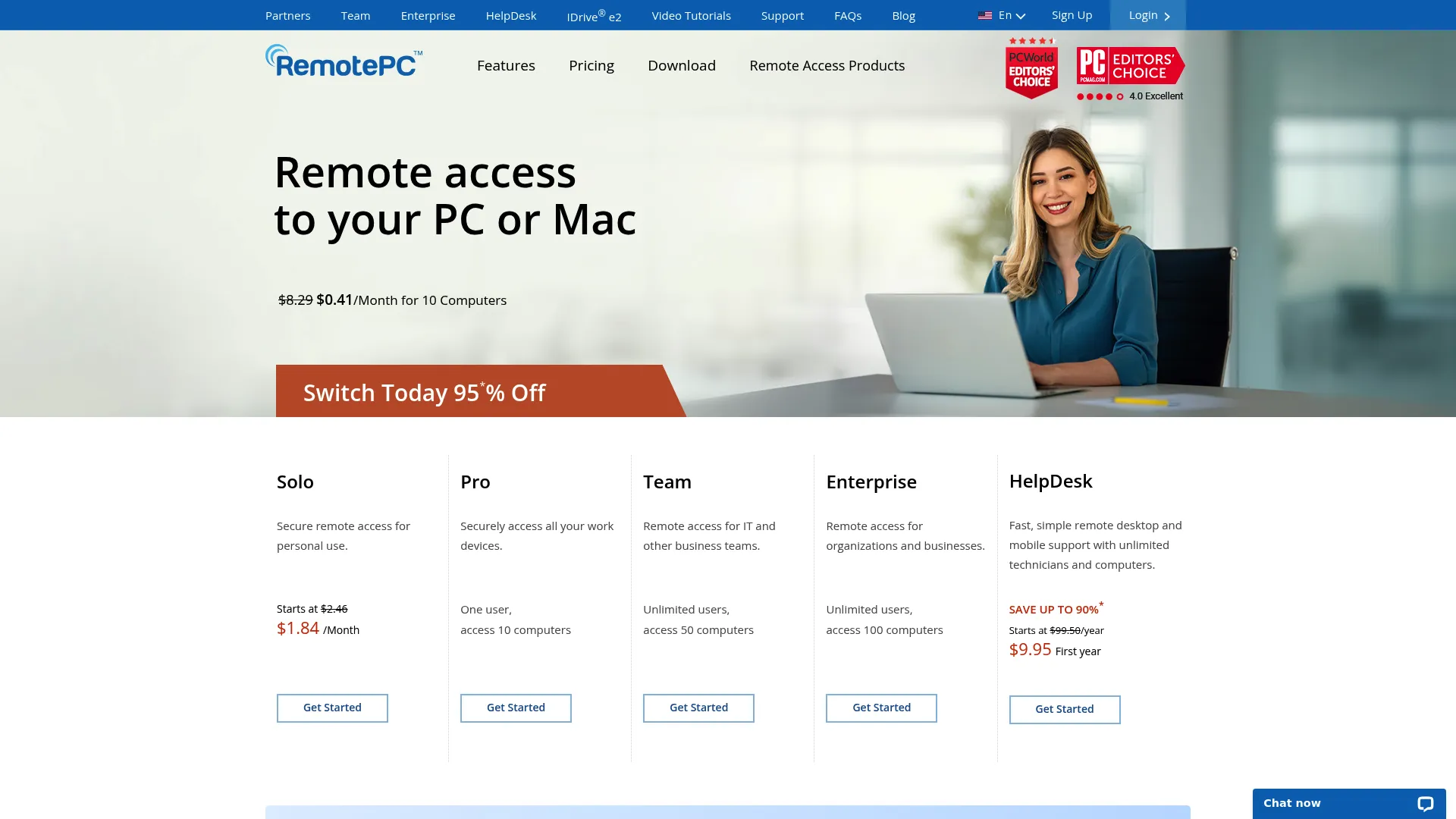 RemotePC remote desktop access software homepage
