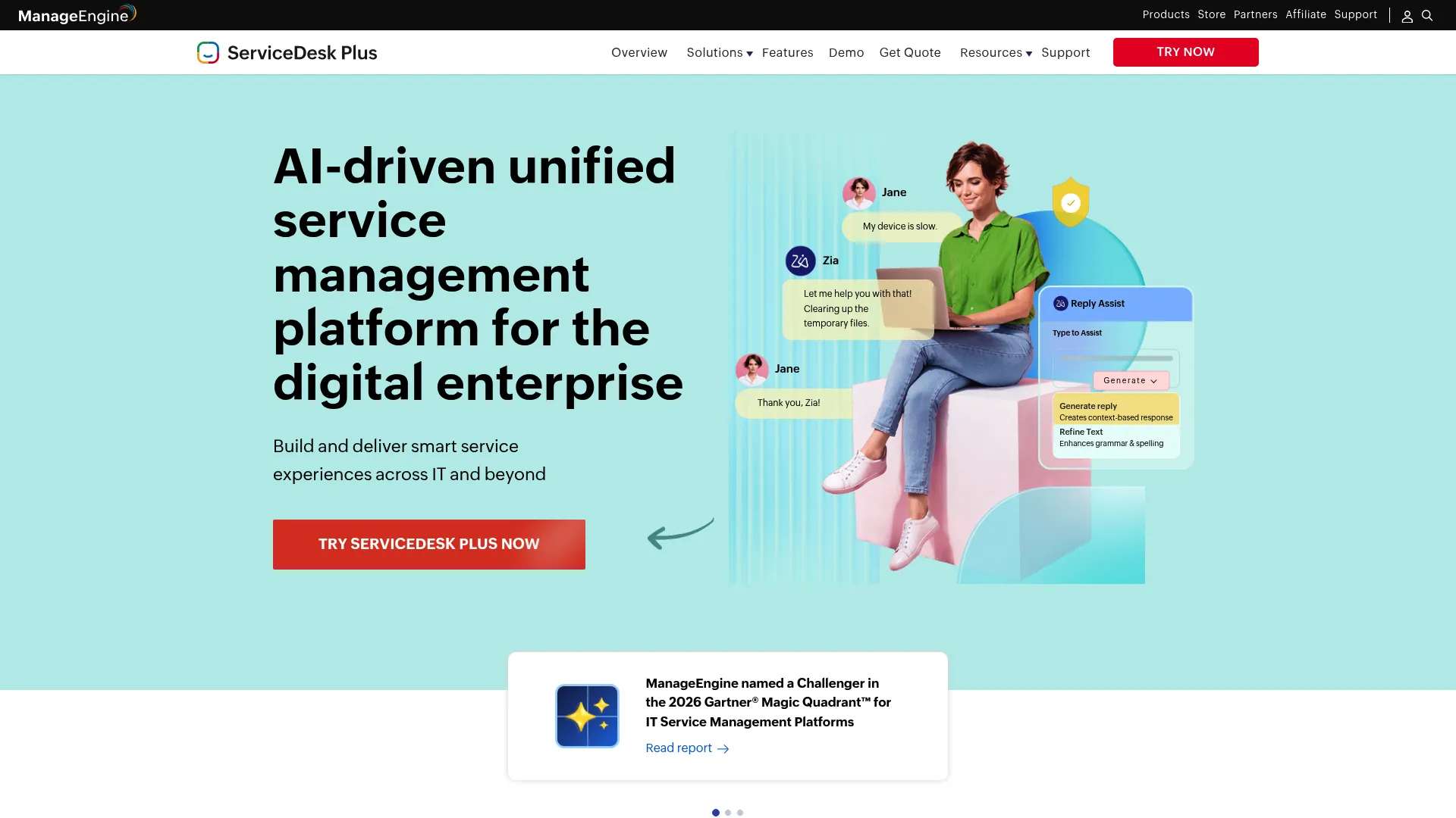 ServiceDesk Plus by ManageEngine IT service desk and asset management screen