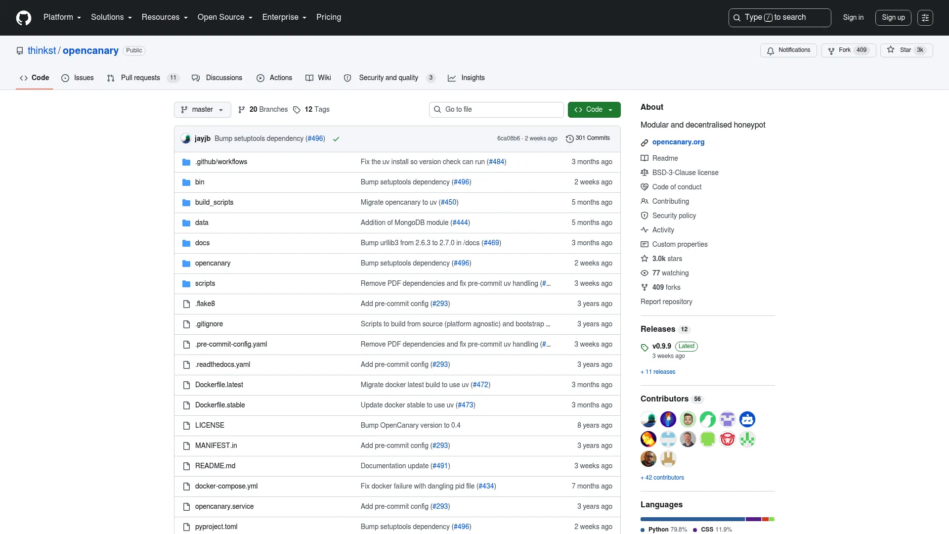 OpenCanary open source honeypot GitHub repository