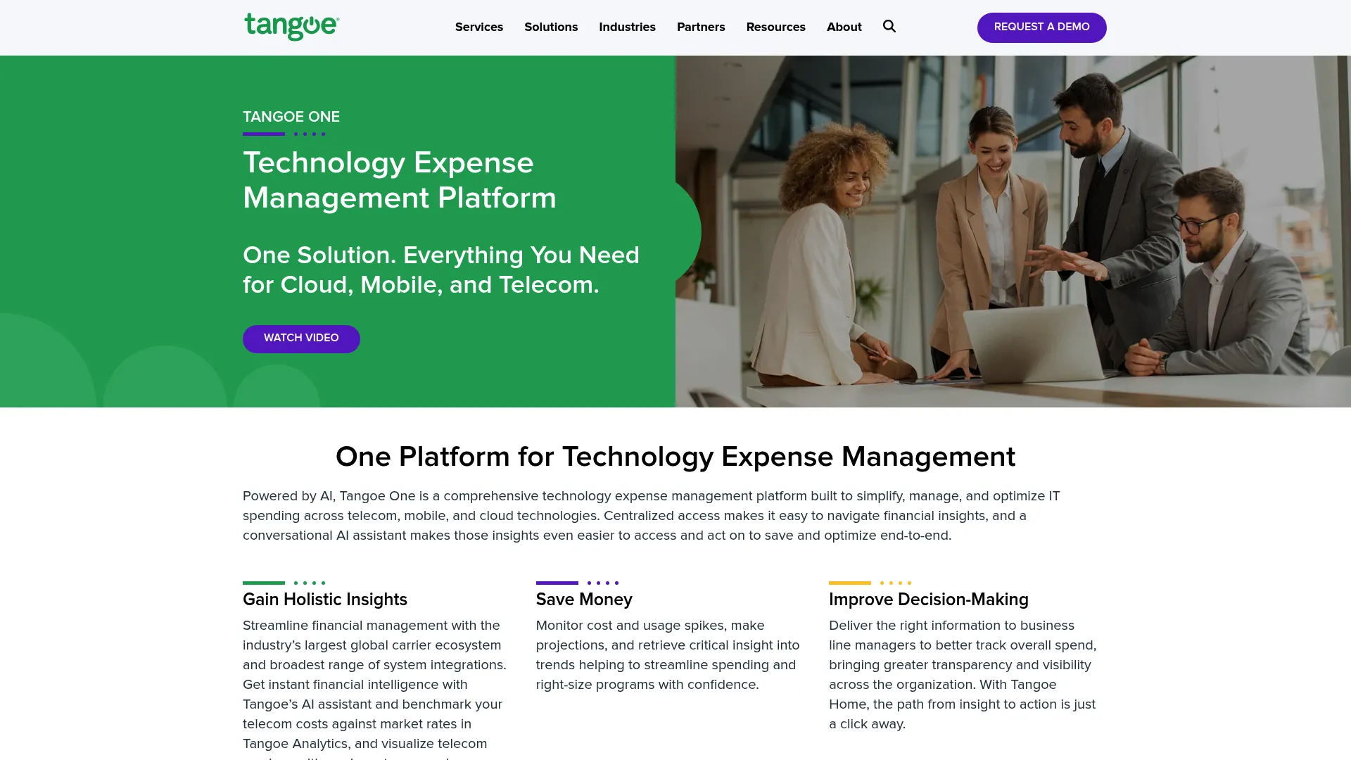Tangoe One Telecom expense management platform interface