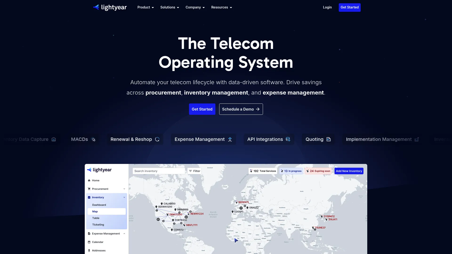 Lightyear telecom lifecycle management software homepage