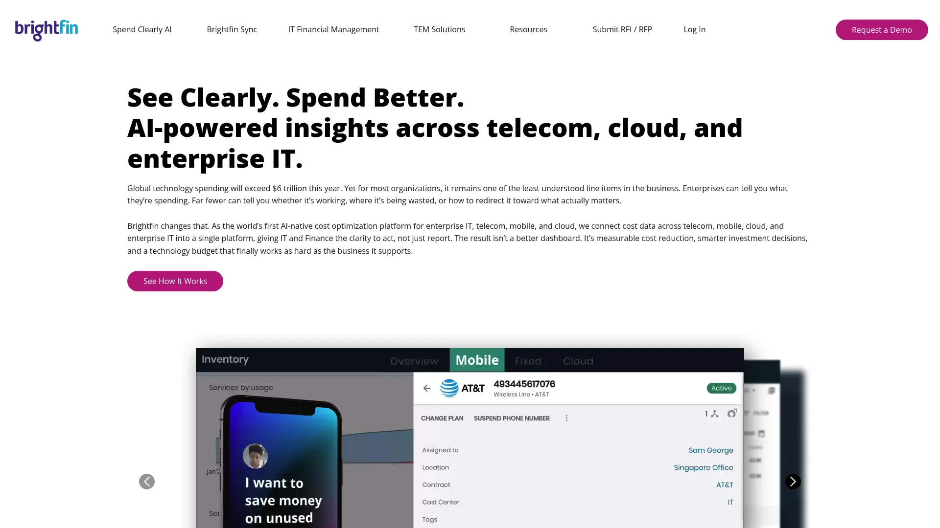 brightfin IT cost optimization software built on ServiceNow