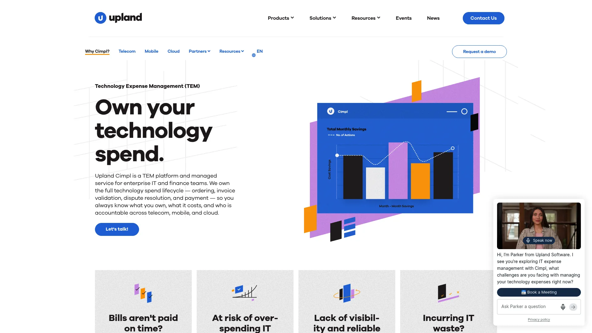 Upland Cimpl telecom expense management software homepage