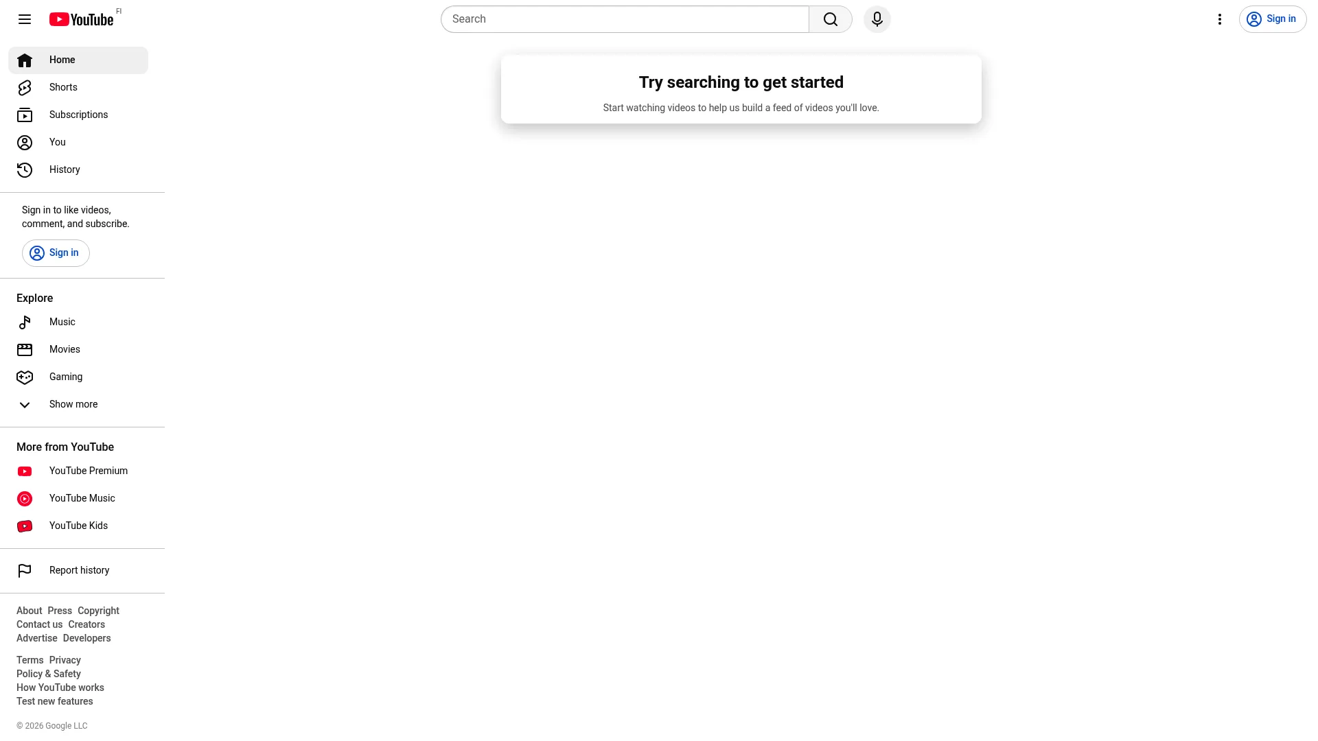 YouTube video platform homepage