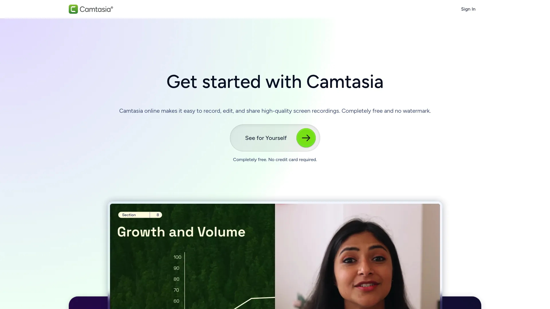 Camtasia screen recording and video editing homepage