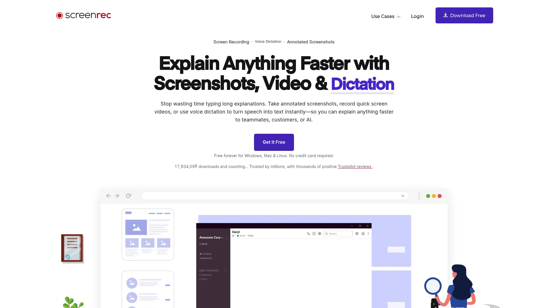 ScreenRec screen recording and instant sharing homepage