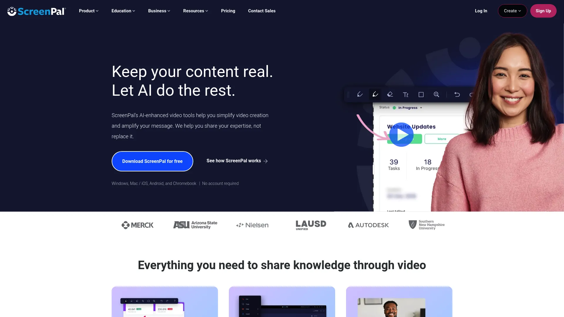 ScreenPal screen recording and editing homepage