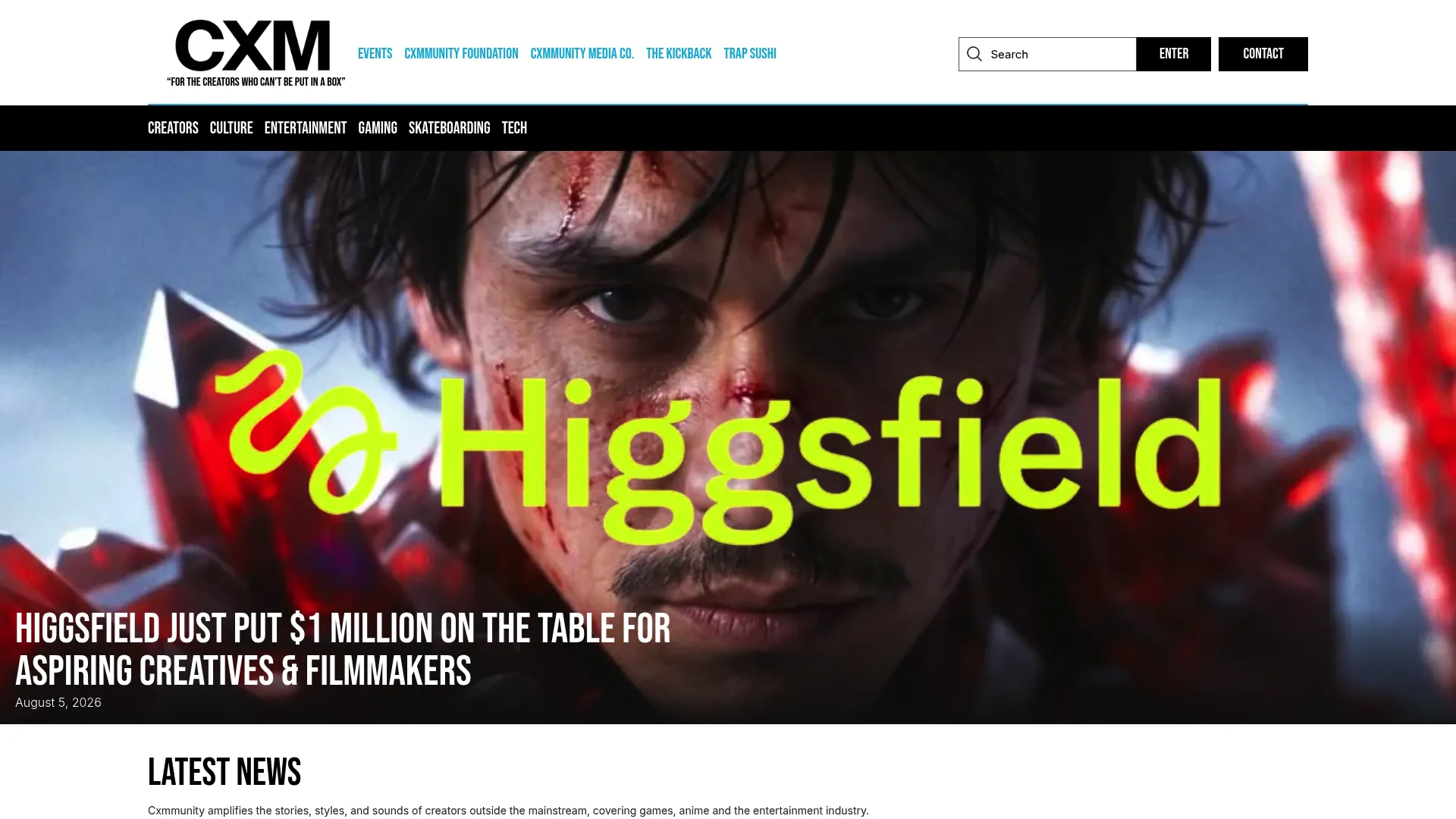 CXM media brand homepage