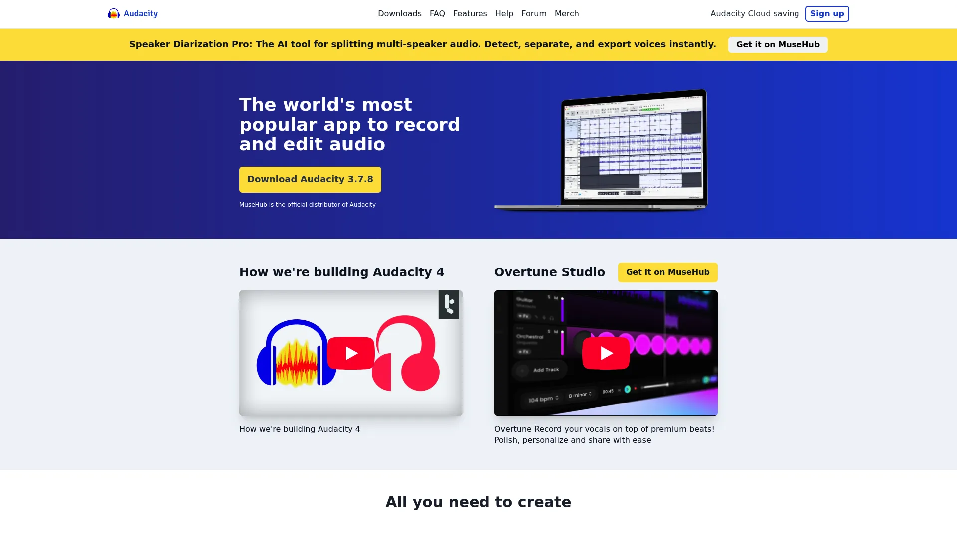 Audacity audio editor interface