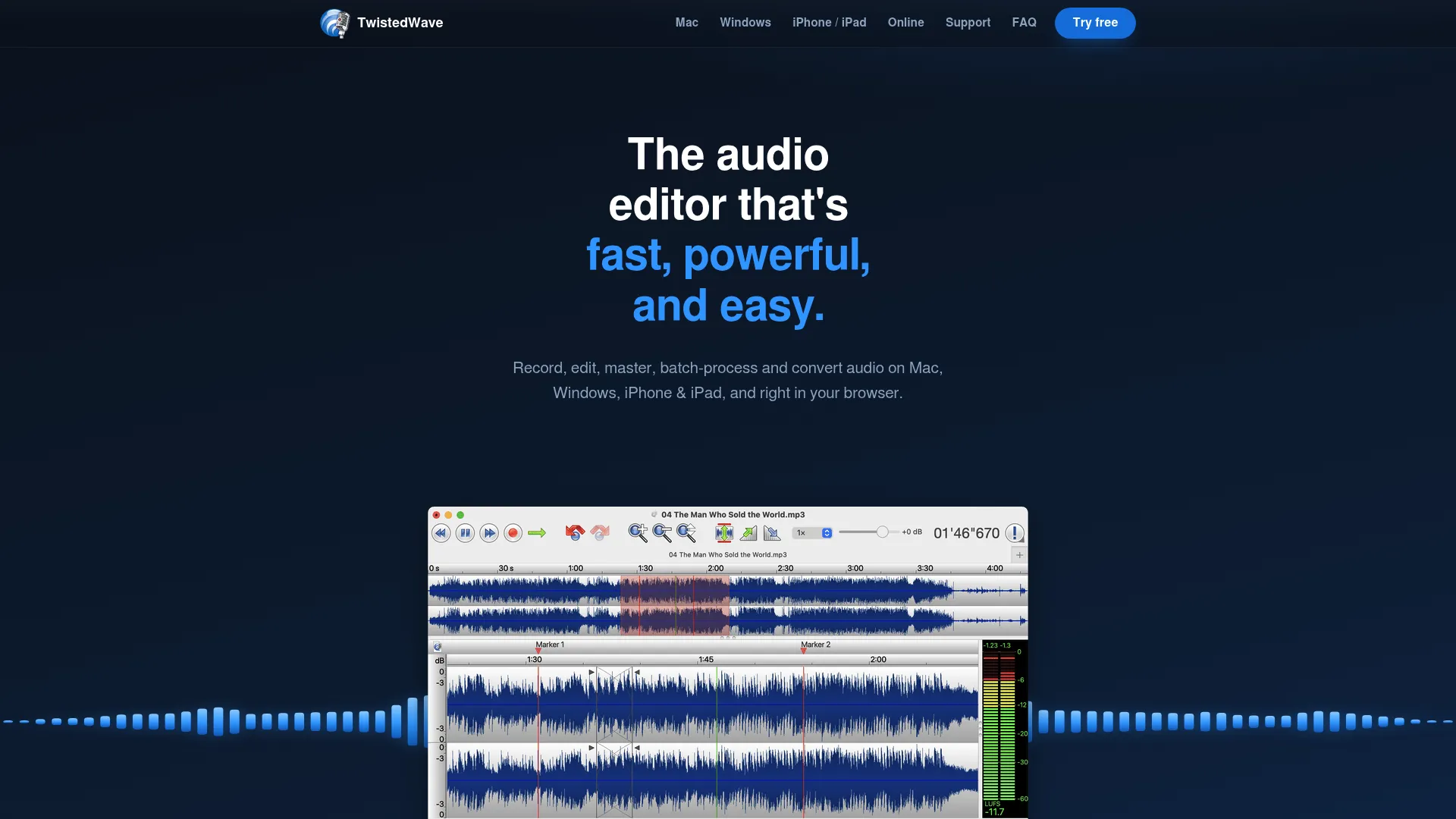TwistedWave audio editor interface