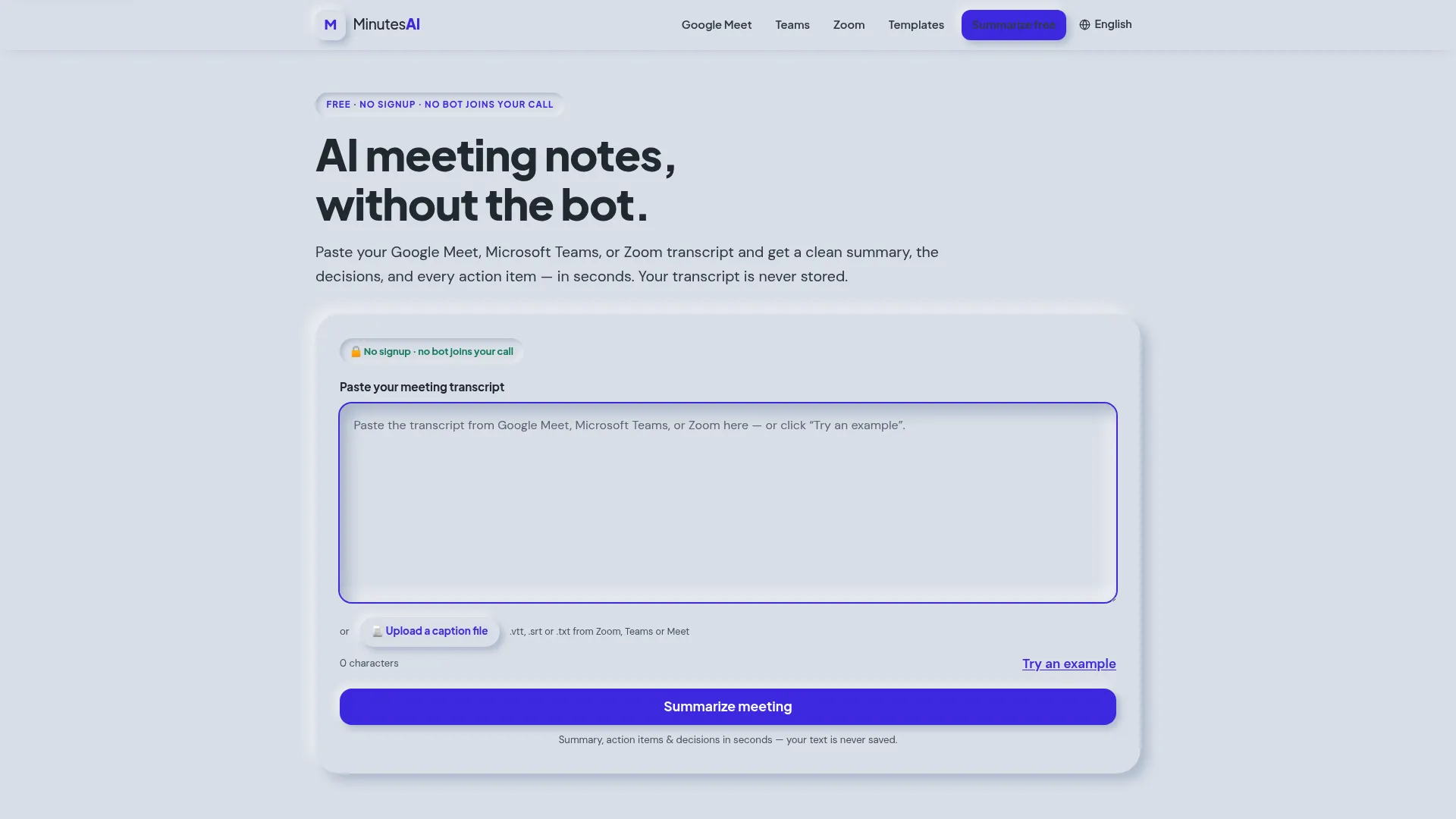 Minutes AI transcript-to-notes summary tool