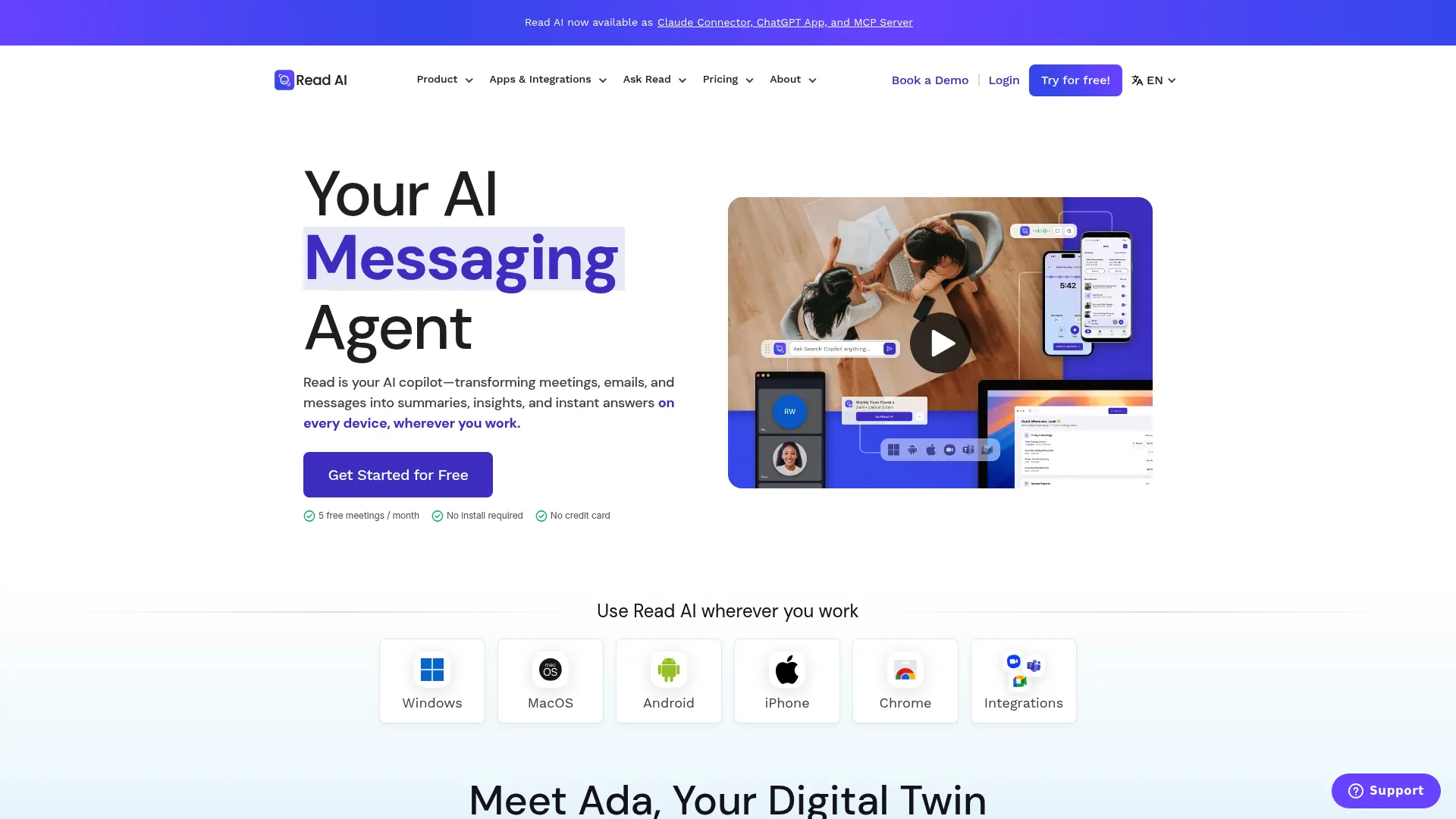 Read AI meeting recap and search dashboard