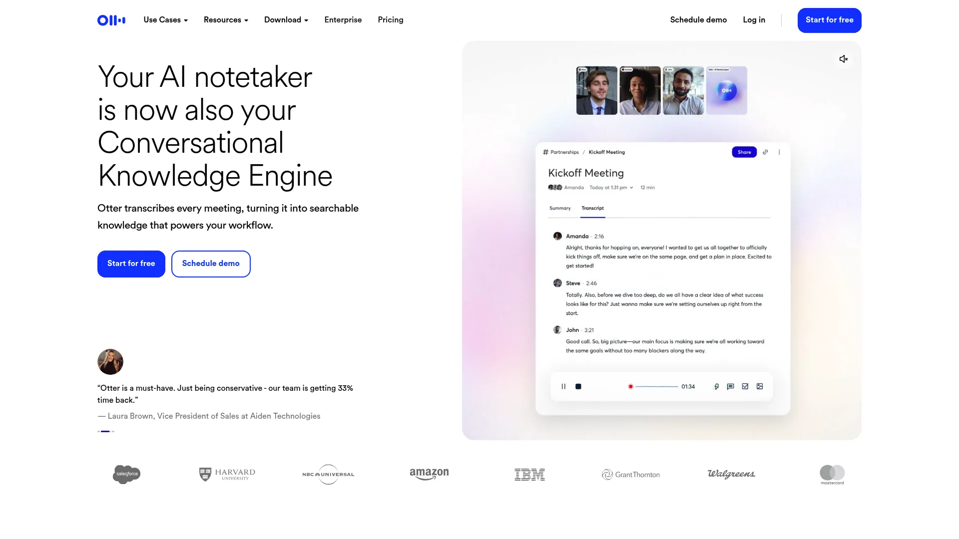 Otter.ai transcription and meeting notes interface