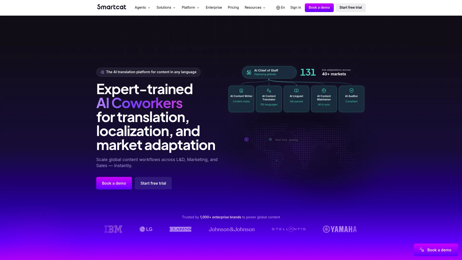 Smartcat AI translation and localization platform homepage