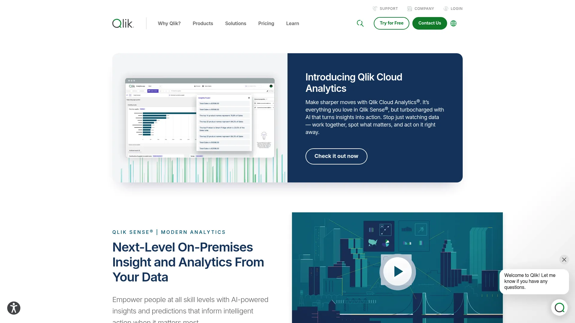 Qlik Sense associative analytics dashboard