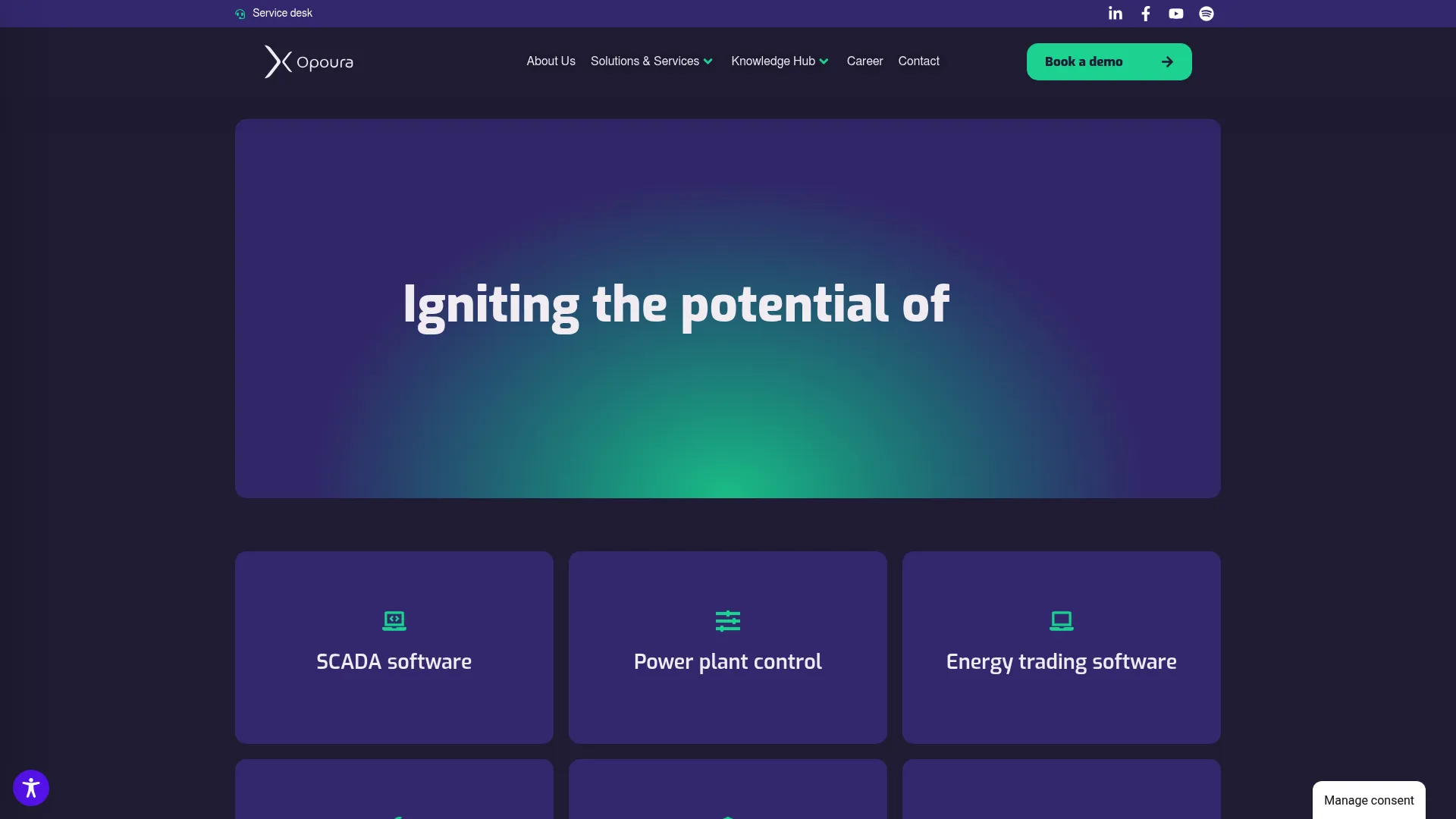 Opoura renewable energy software homepage