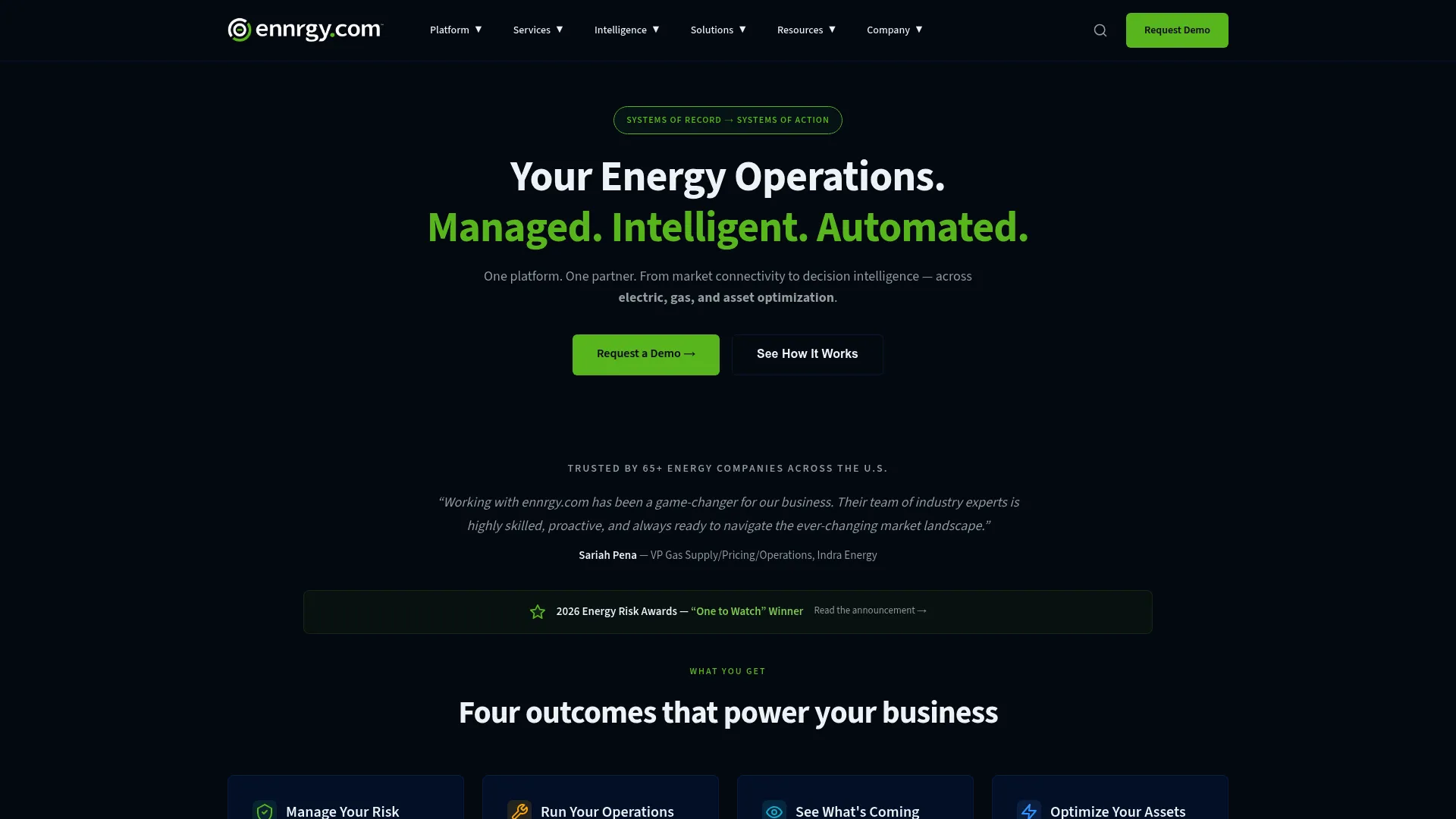 SoftSmiths energy operations platform homepage