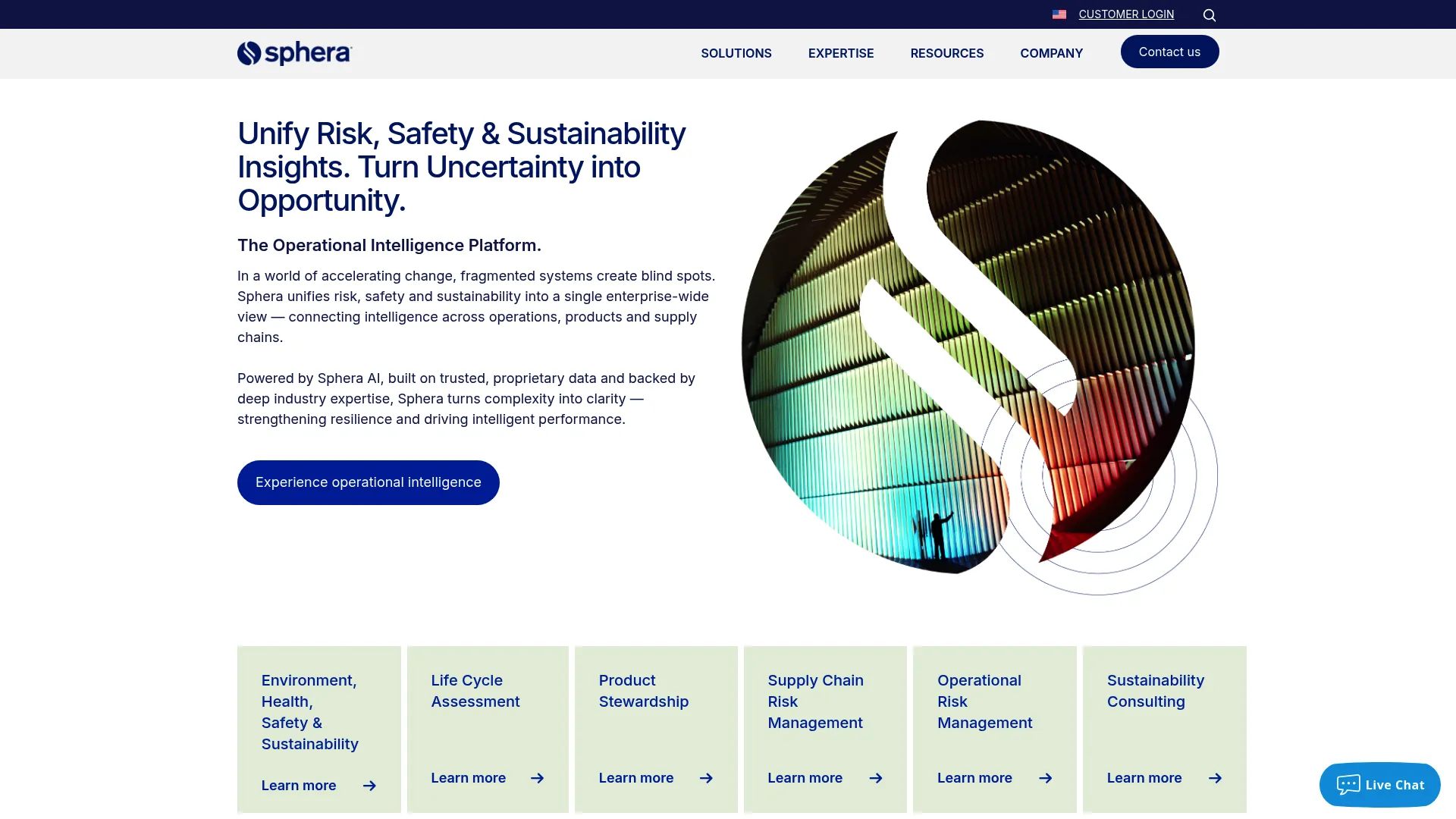 Sphera enterprise sustainability and EHS software homepage