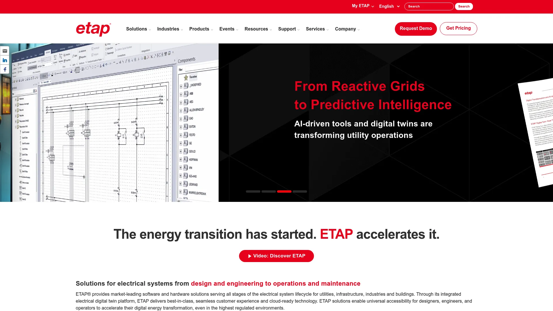 ETAP electrical digital twin and power system software homepage