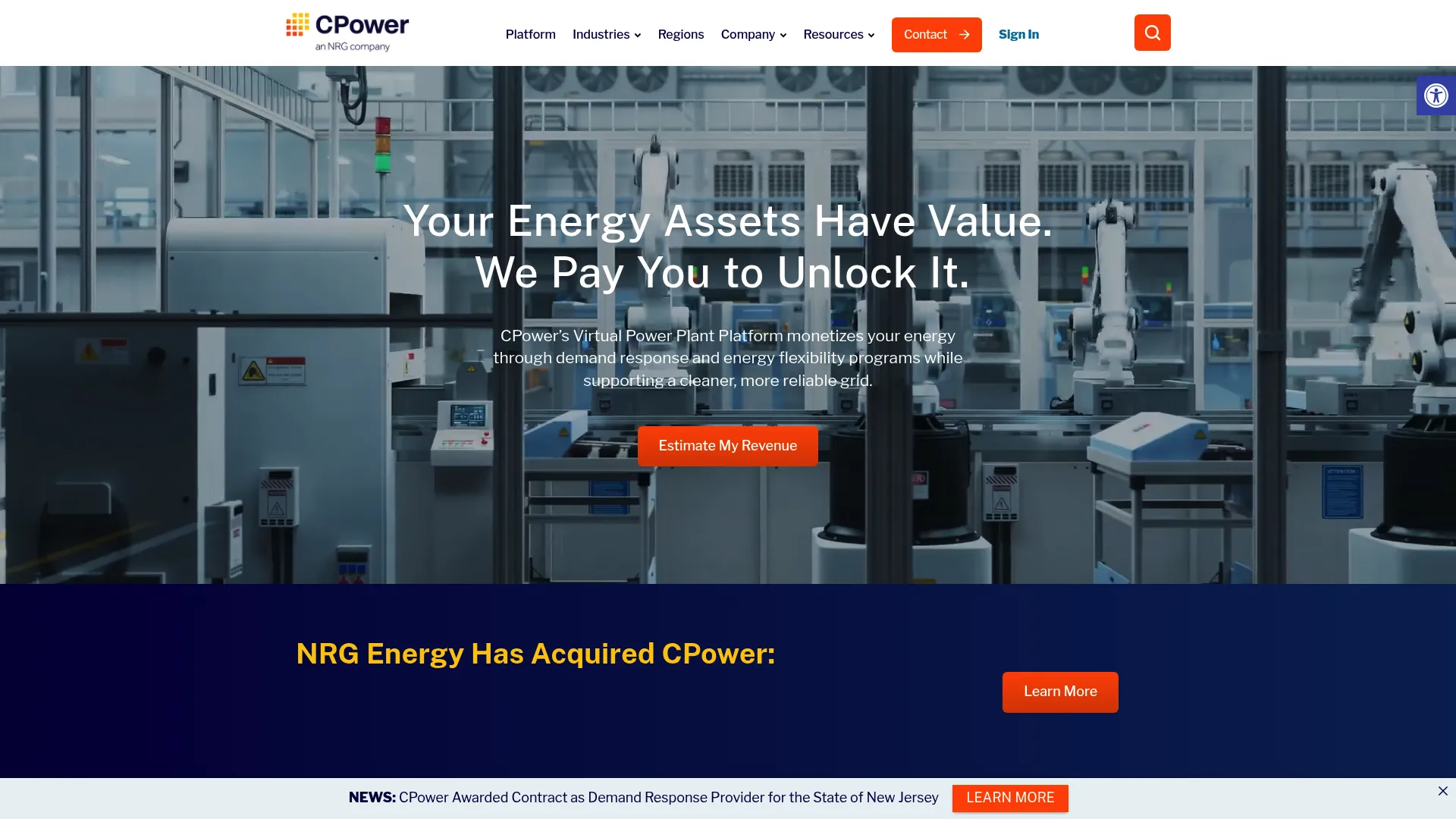 CPower Energy Management virtual power plant homepage
