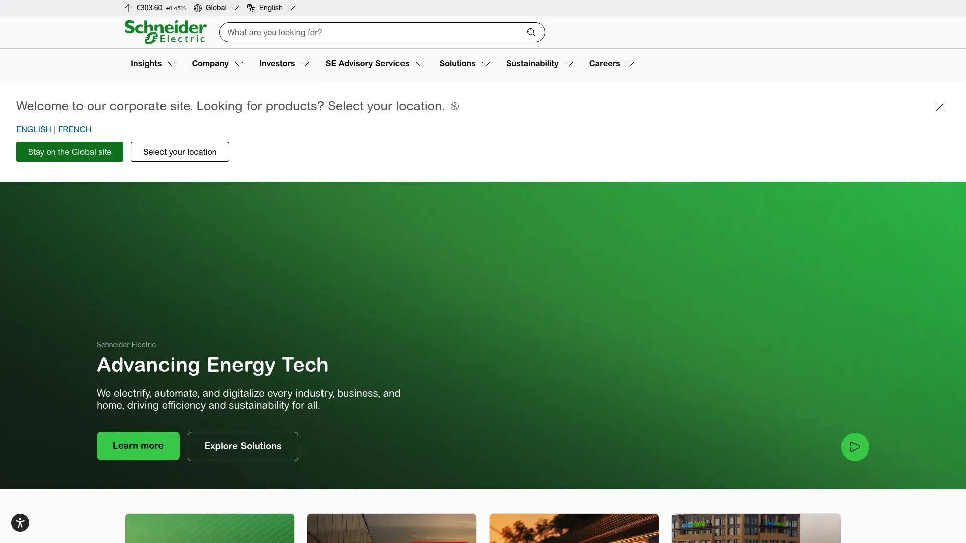 Schneider Electric energy management solutions homepage