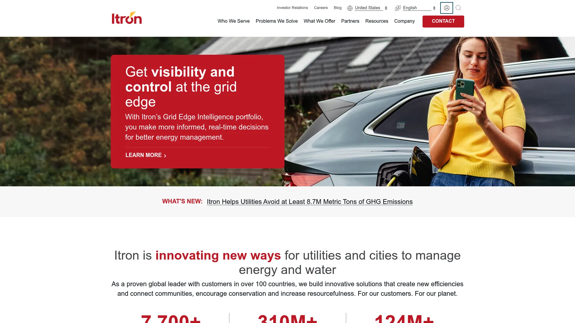 Itron utility technology and metering homepage