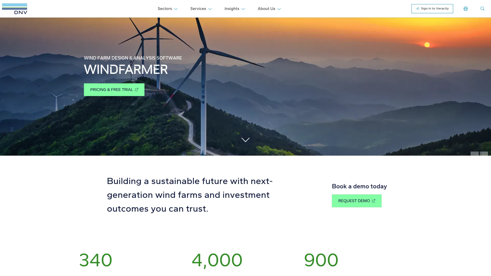 DNV WindFarmer wind farm design and energy assessment software interface
