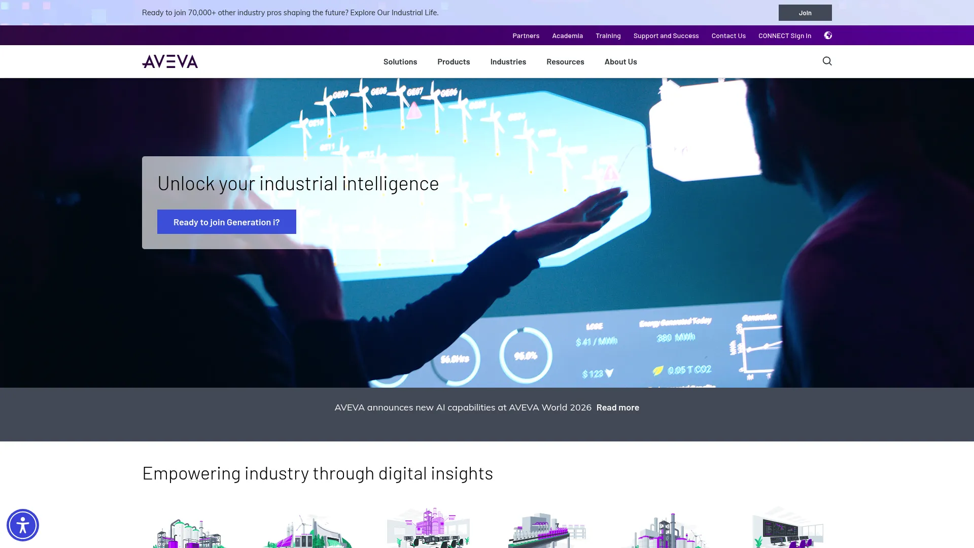 AVEVA industrial software homepage