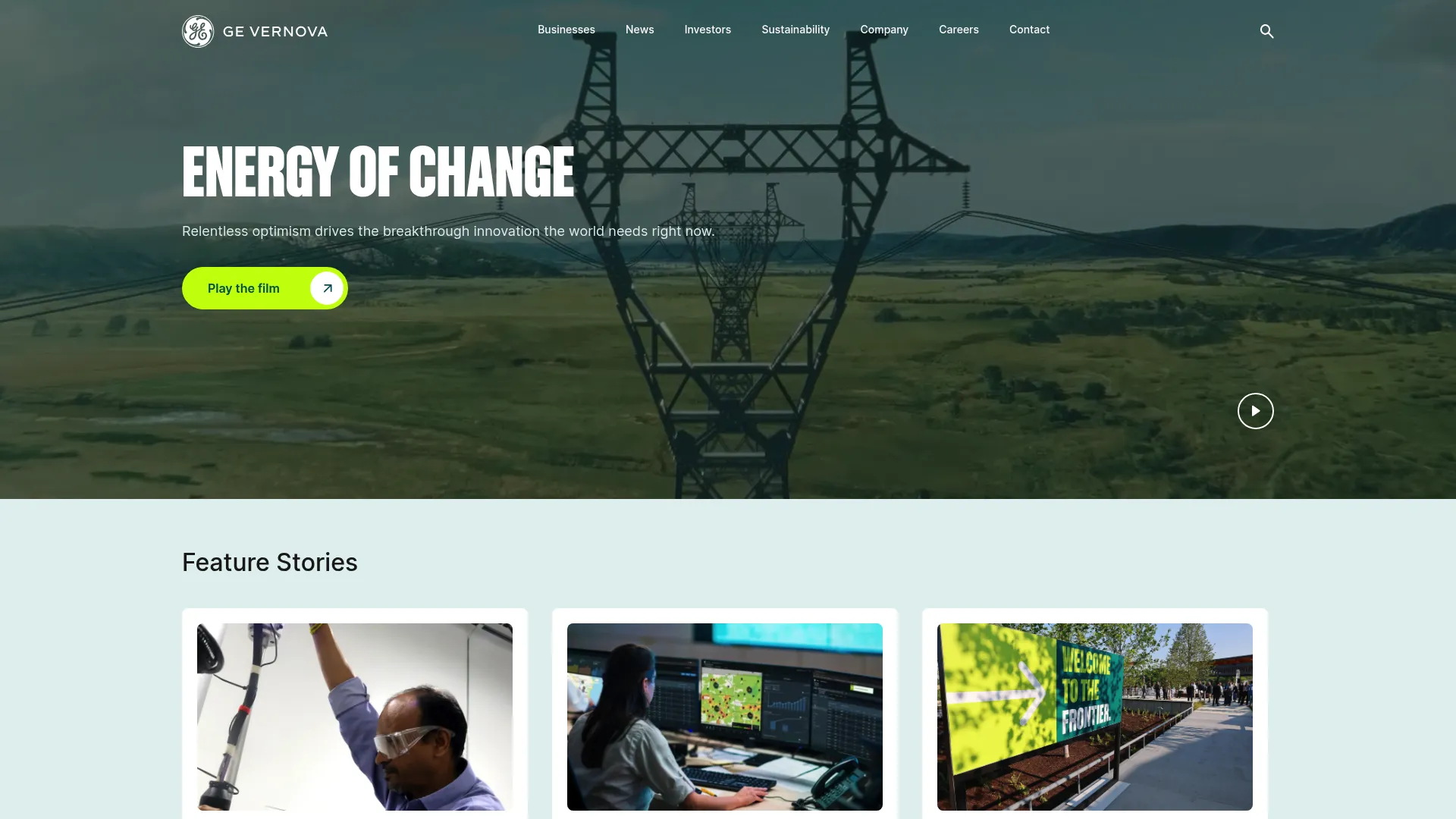 GE Vernova renewable energy software homepage