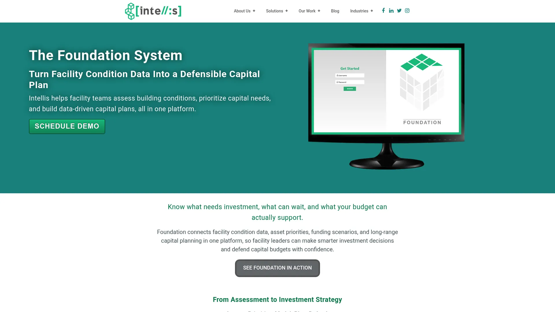 Intellis facility condition and capital planning interface