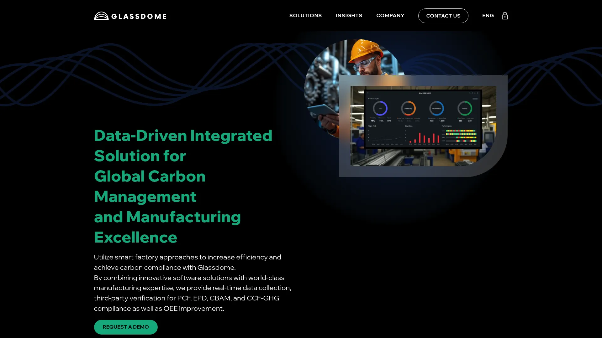 Glassdome manufacturing and product carbon footprint reporting dashboard