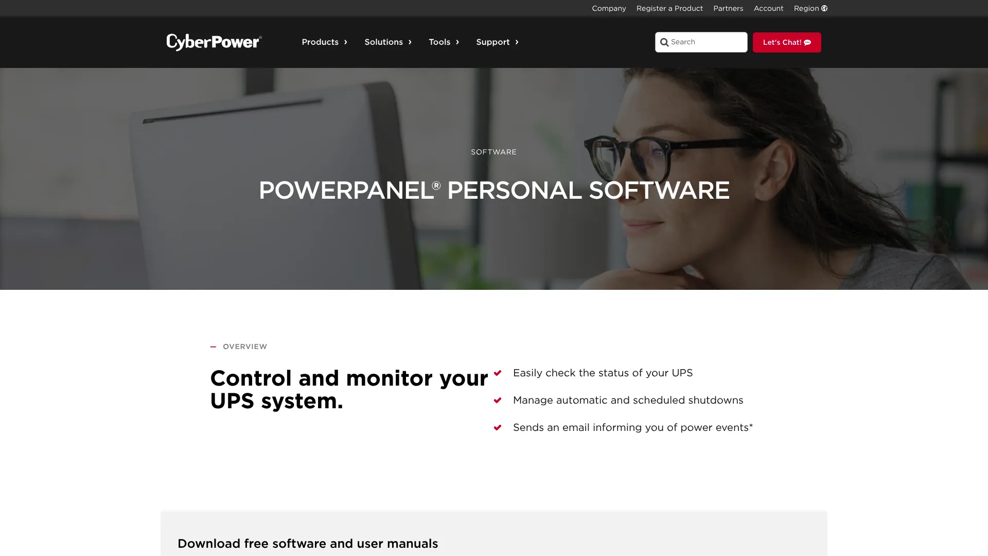 PowerPanel Personal software page